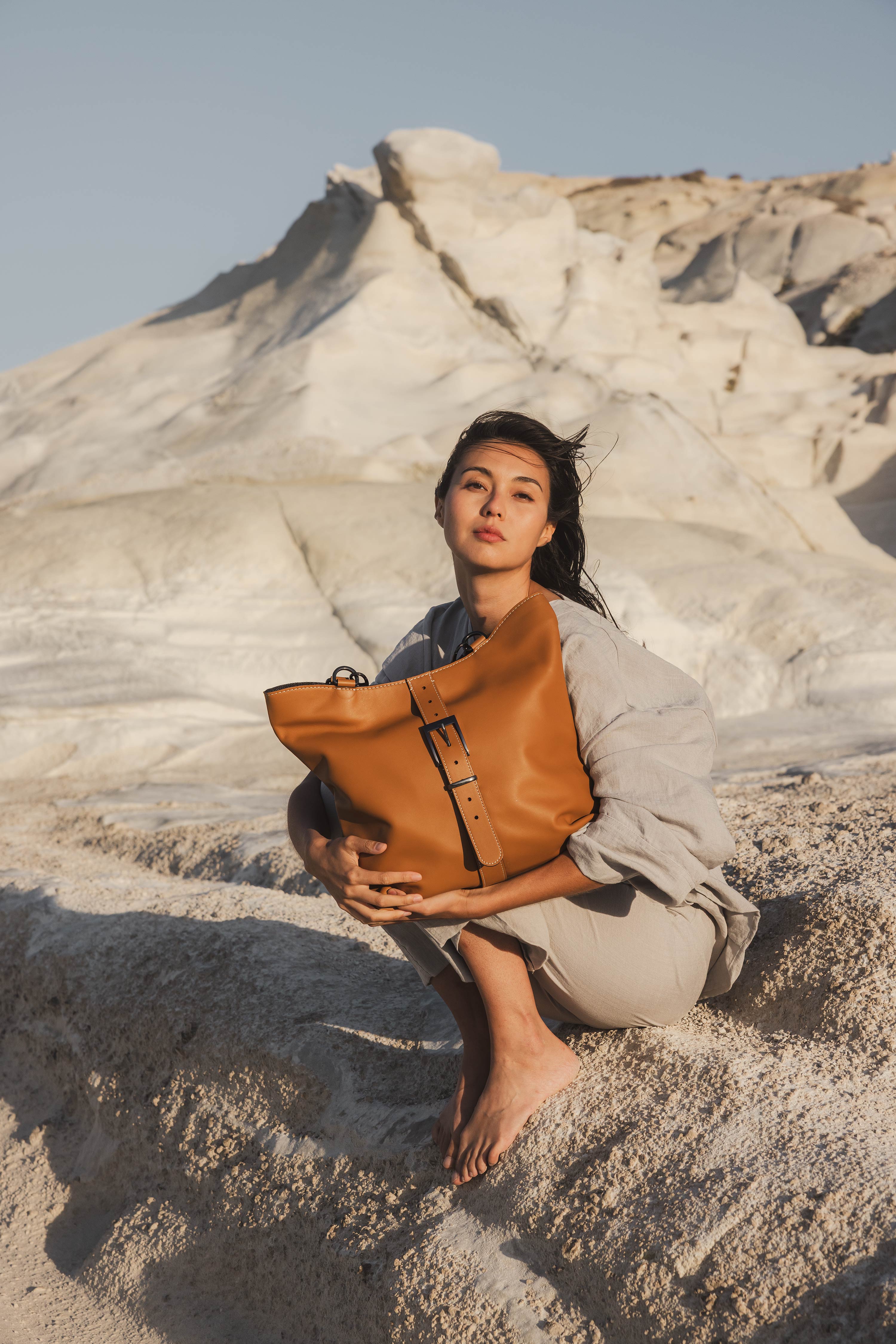 Nodie's Billy camel lisse sac cabas cuir femme