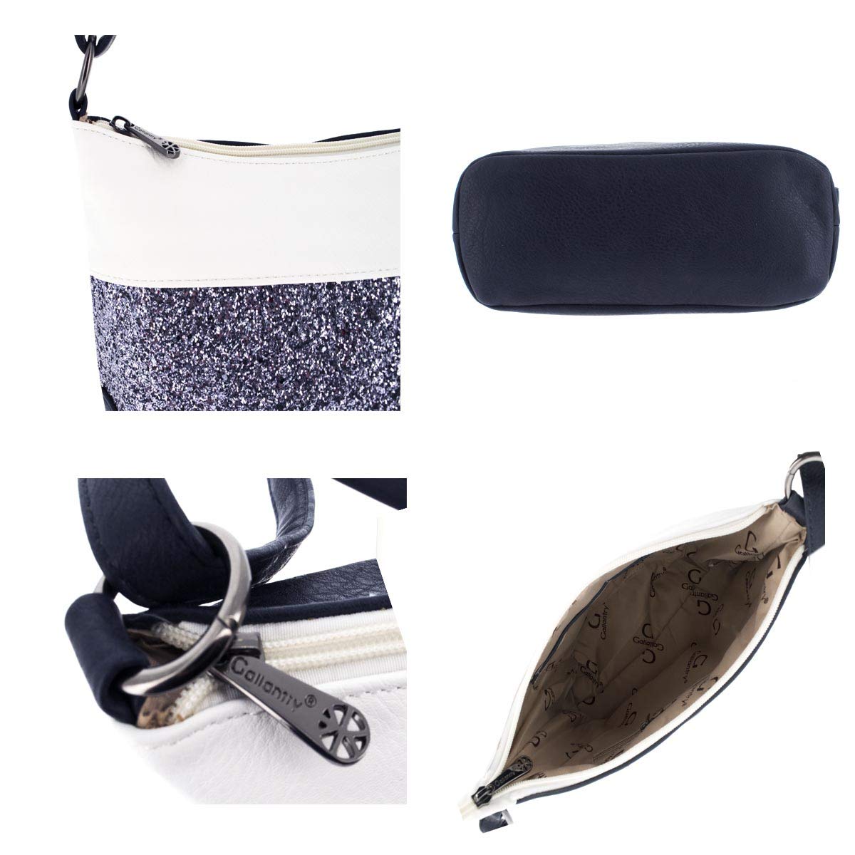 Gallantry sac bandoulière femme paillettes blanc argent bleu soirée