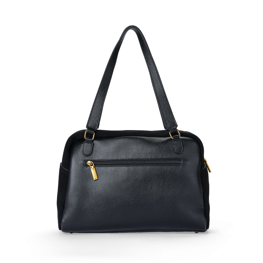 MAC ALYSTER CANELLE grand sac main cuir Daim Noir