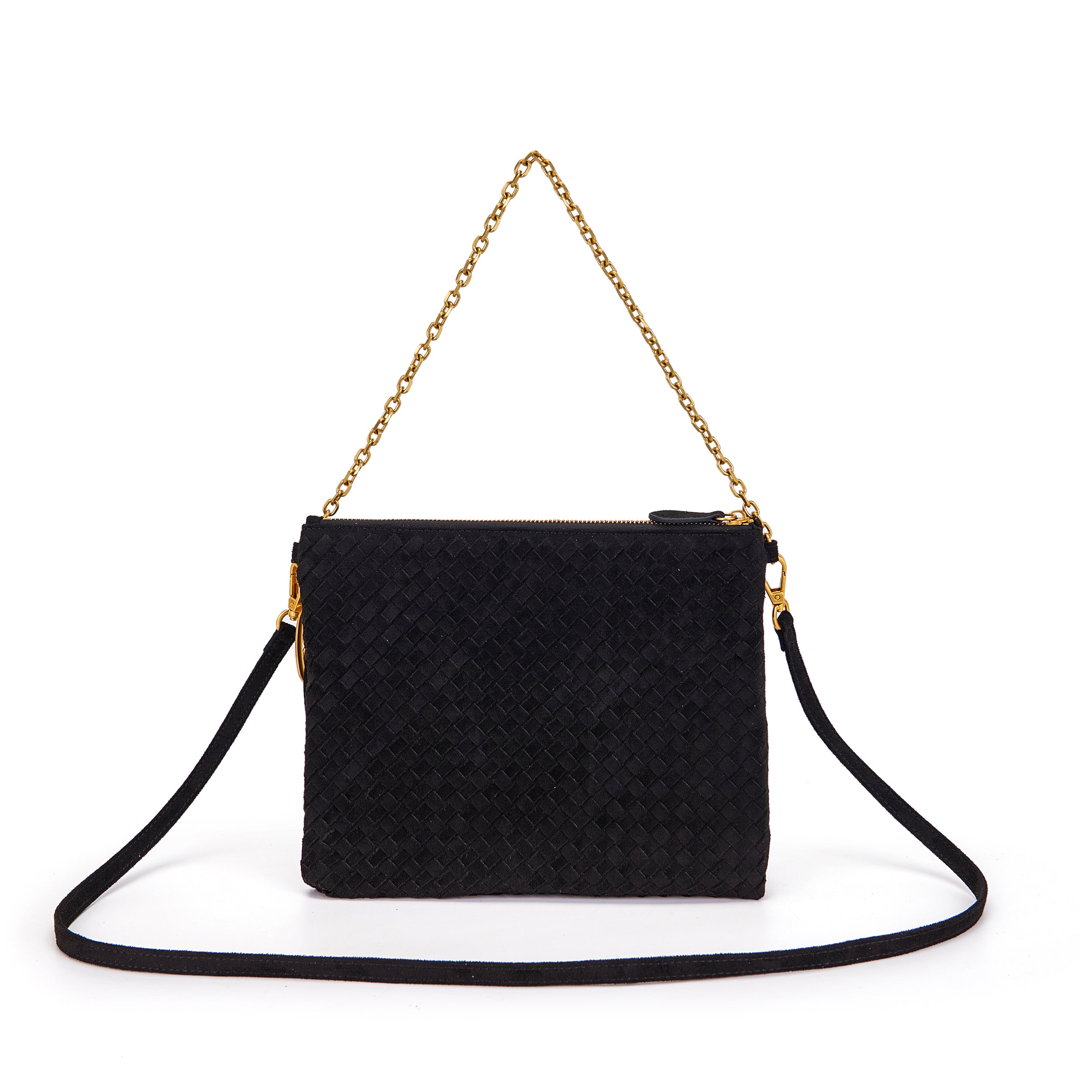 La Carrie Capsule sac bandoulière noir éco-suède 25x22 cm