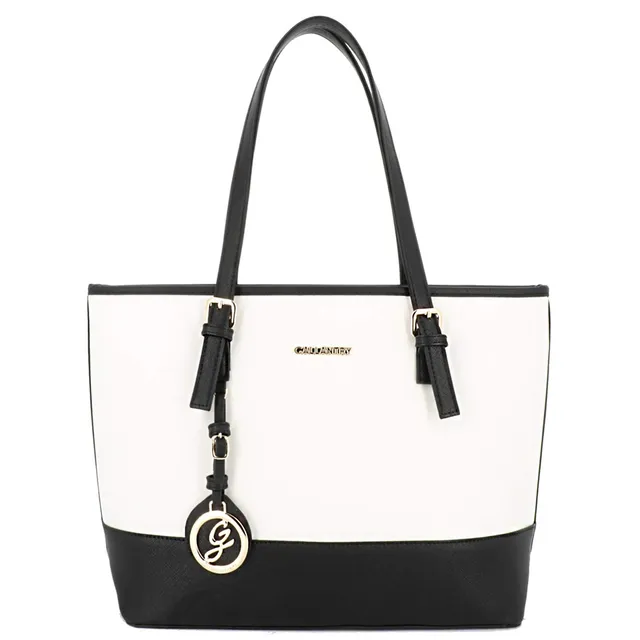 Gallantry Cabas Tote Bag XL A4 blanc noir rayé 45 cm