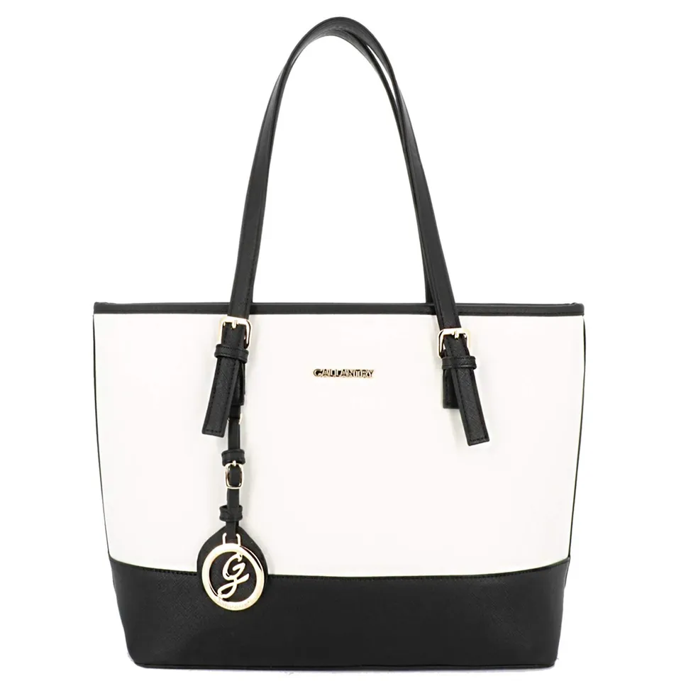 Gallantry Cabas Tote Bag XL A4 blanc noir rayé 45 cm