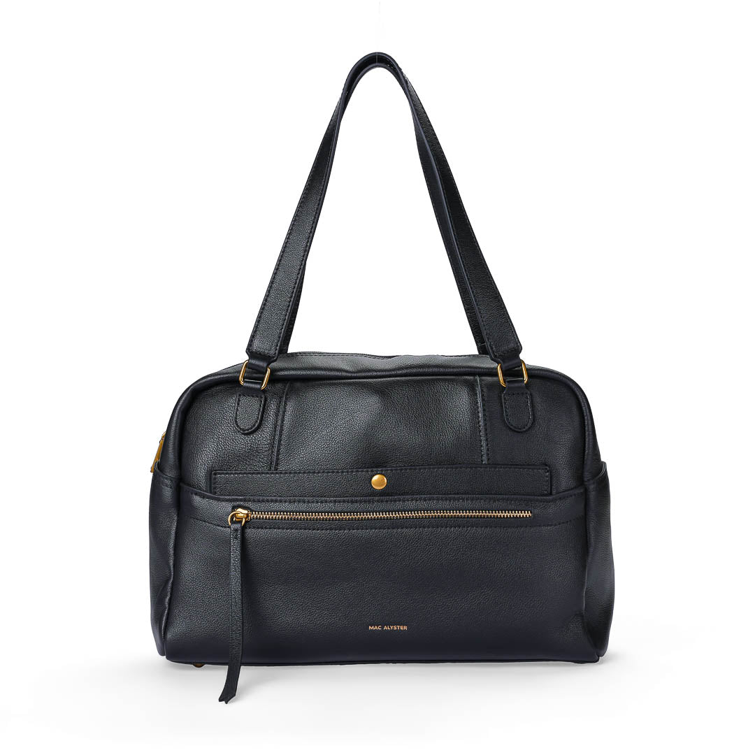MAC ALYSTER CANELLE grand sac main cuir Daim Noir