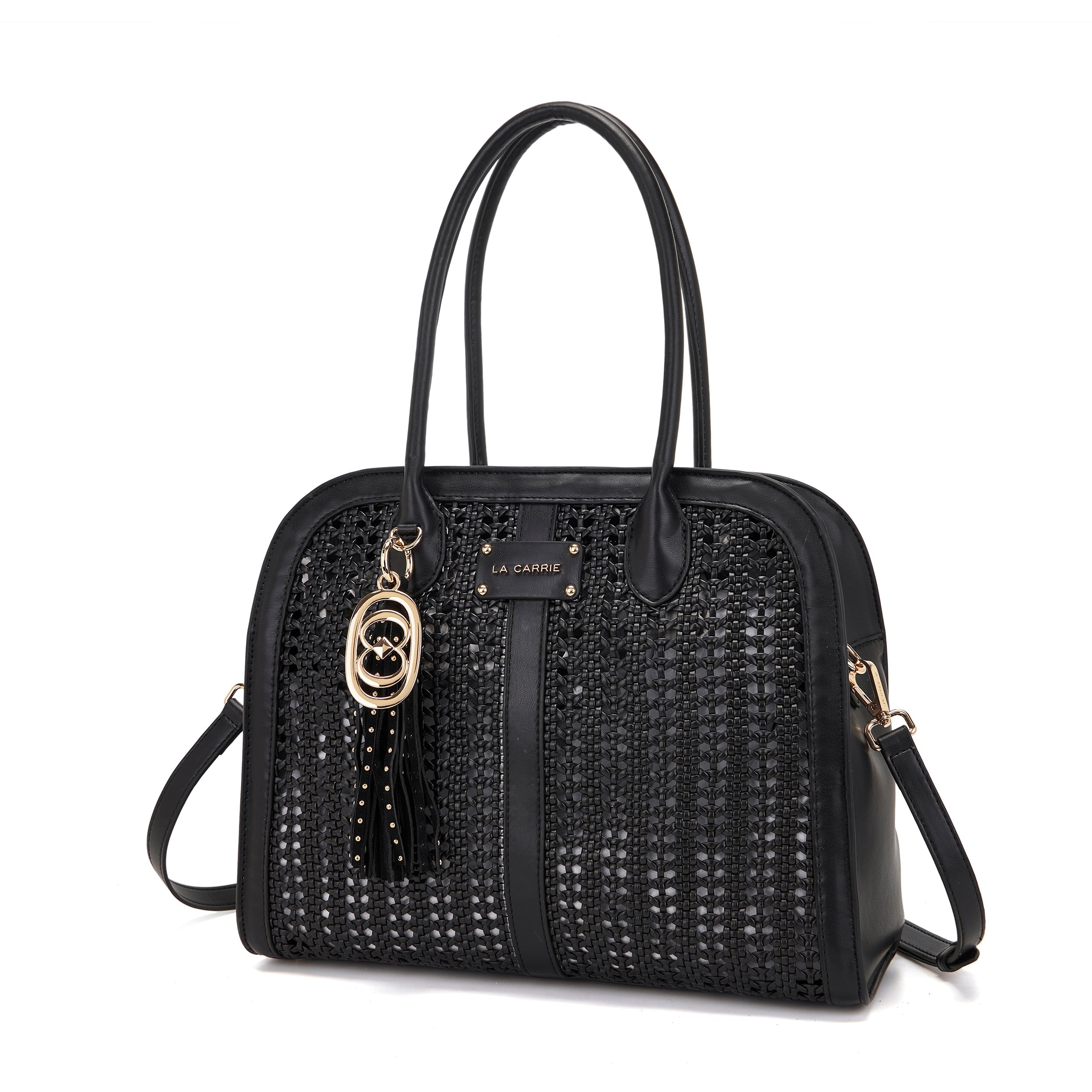 La Carrie Woven sac cabas noir tressé grand