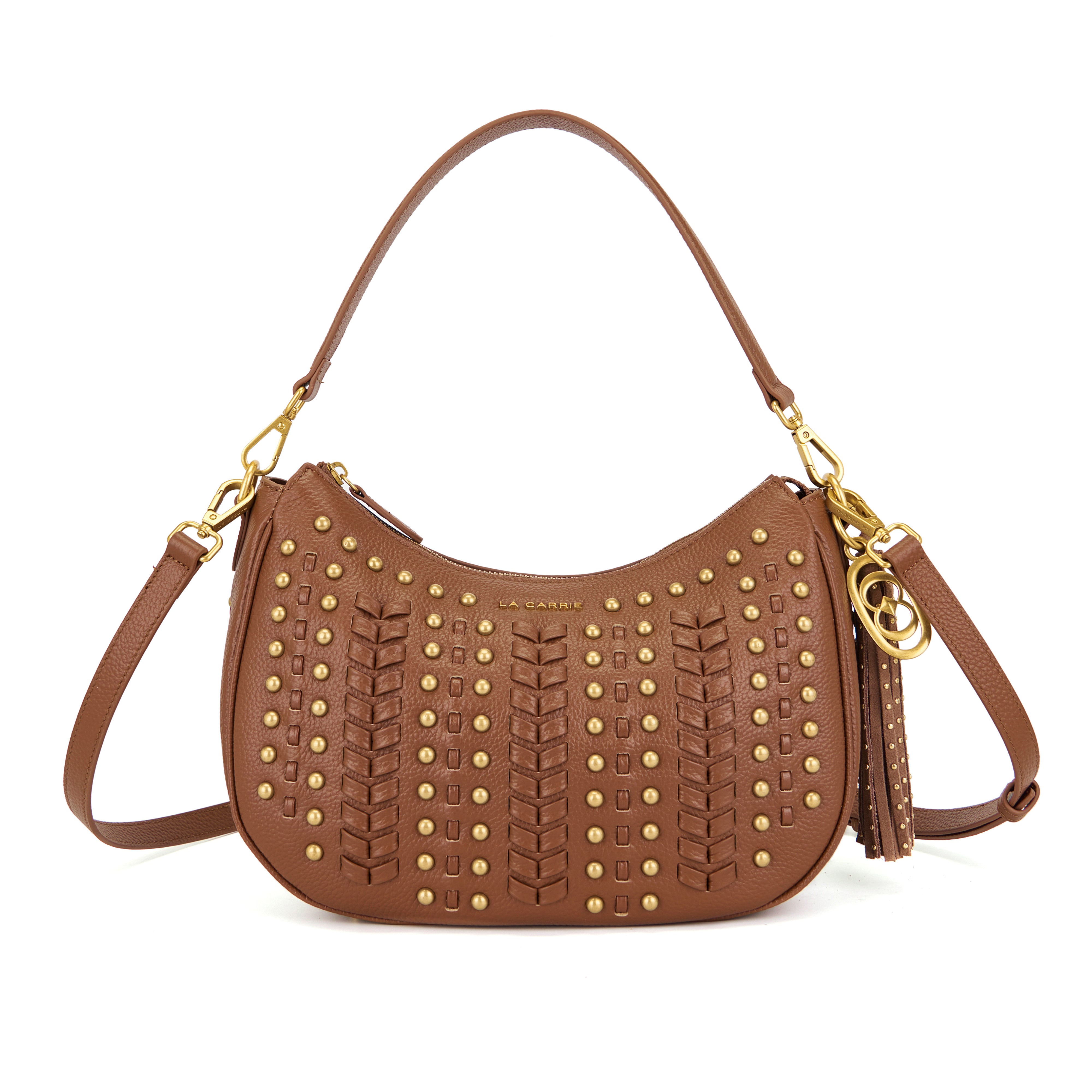 La Carrie Eclipse sac bandoulière cuoio cuir clouté 32x21cm