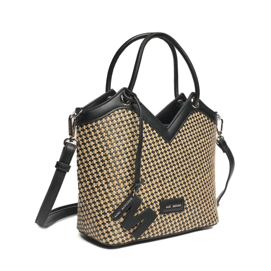 MAC ALYSTER Saint-Raphaël sac seau taupe effet raphia