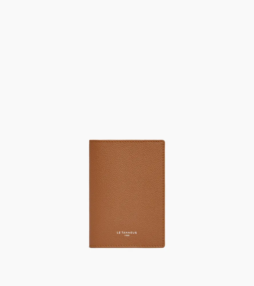 Le Tanneur porte-passeport cuir grainé marron tan
