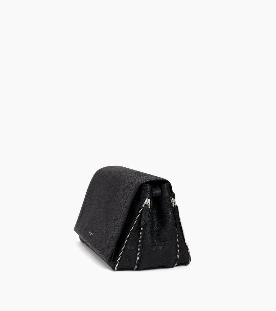 Le Tanneur Aurore sac bandoulière cuir grainé noir