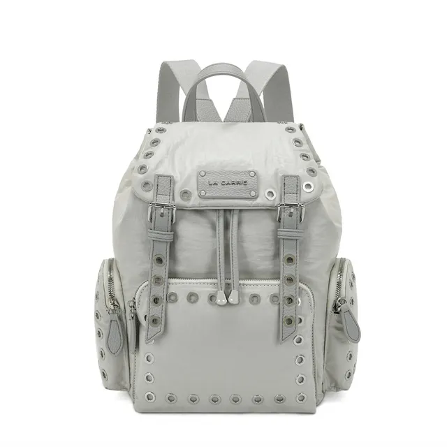 La Carrie Wrinkled sac à dos nylon gris 27x31 cm