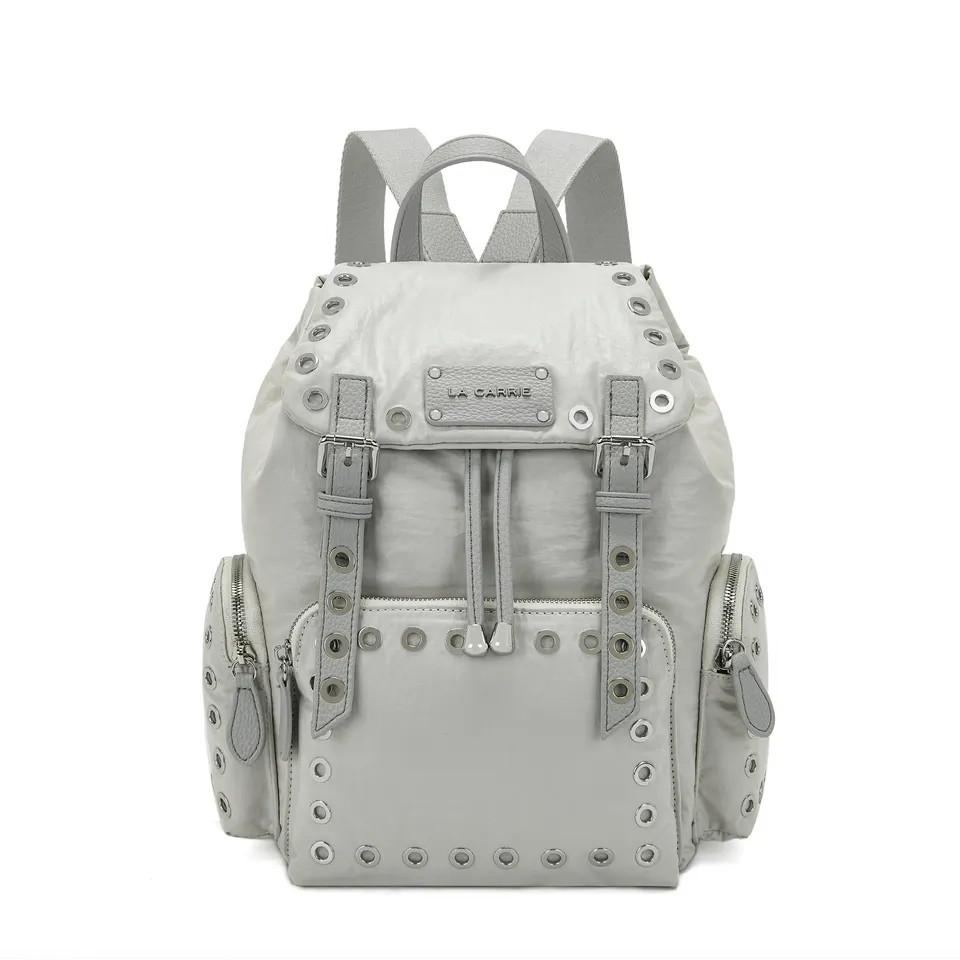 La Carrie Wrinkled sac à dos nylon gris 27x31 cm