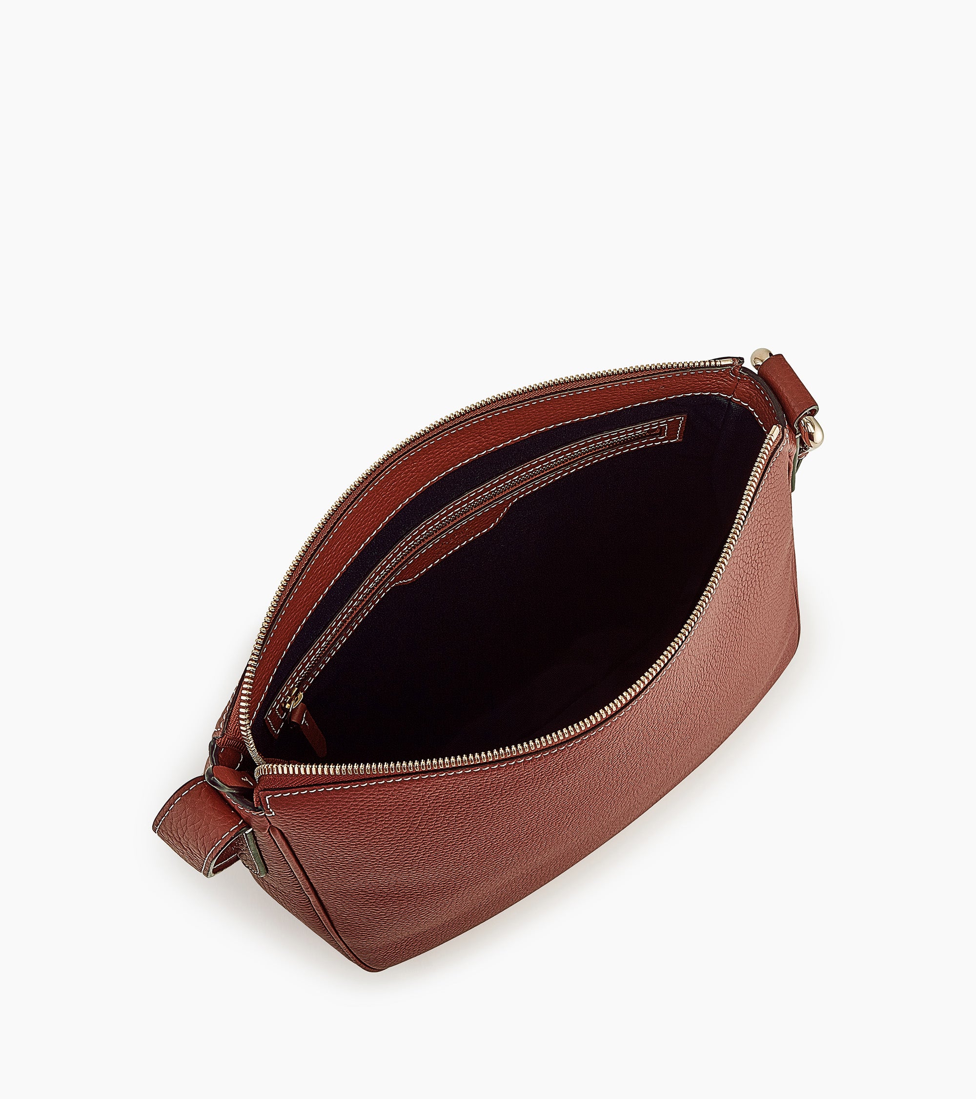 Le Tanneur Madeleine sac hobo cuir taurillon marron moyen