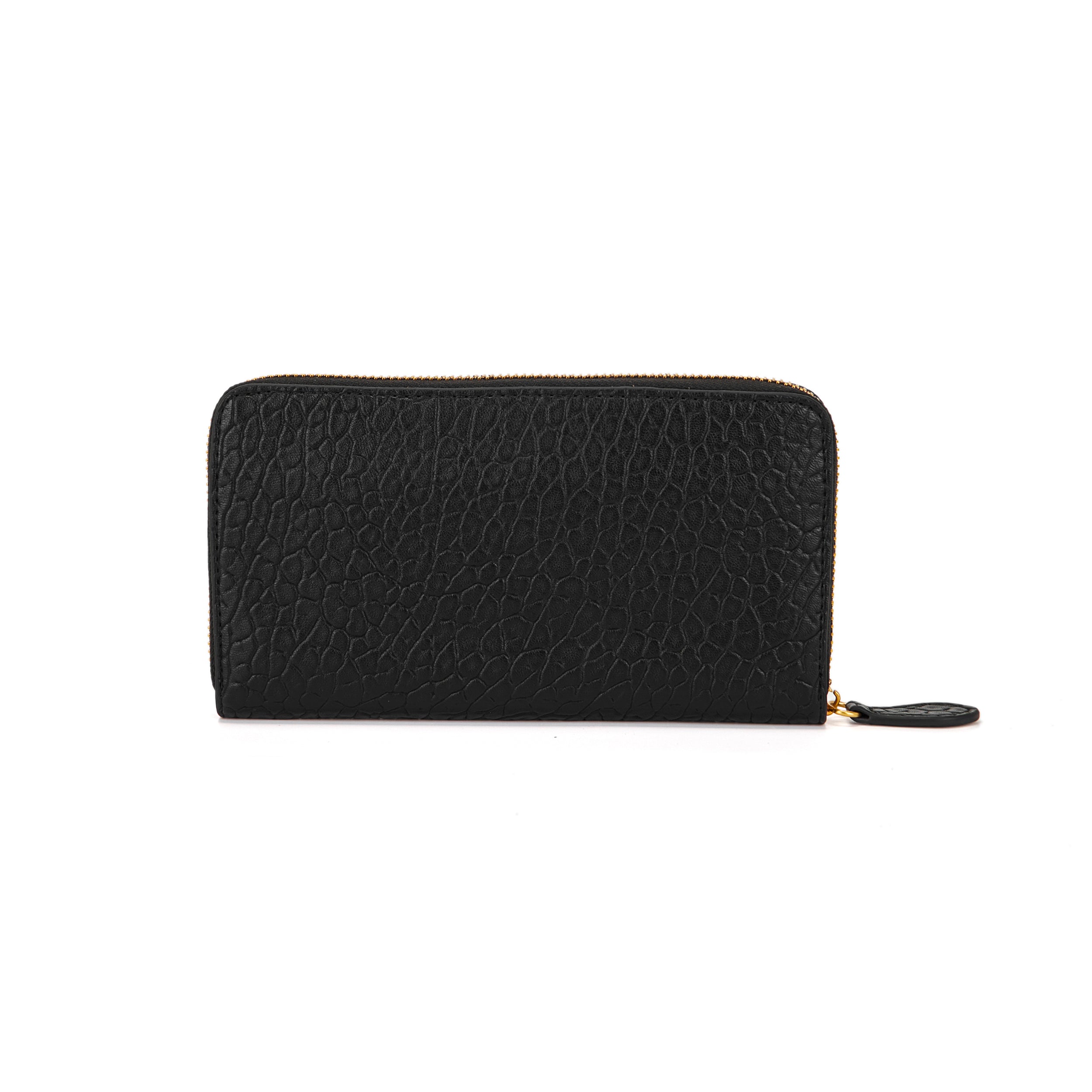 La Carrie Wallet portefeuille zip noir relief doré