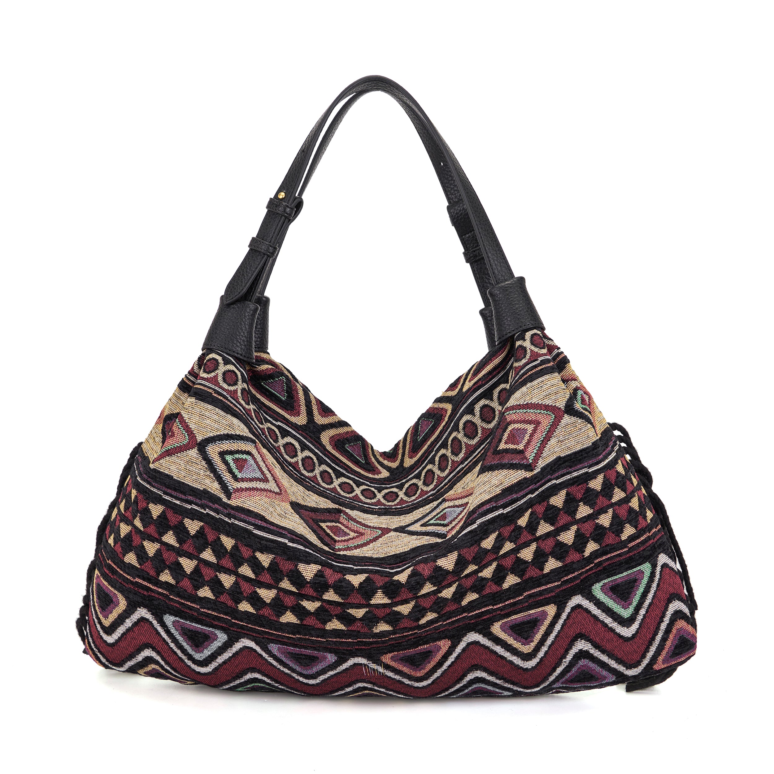 La Carrie Kerala sac shopping toile noire motifs