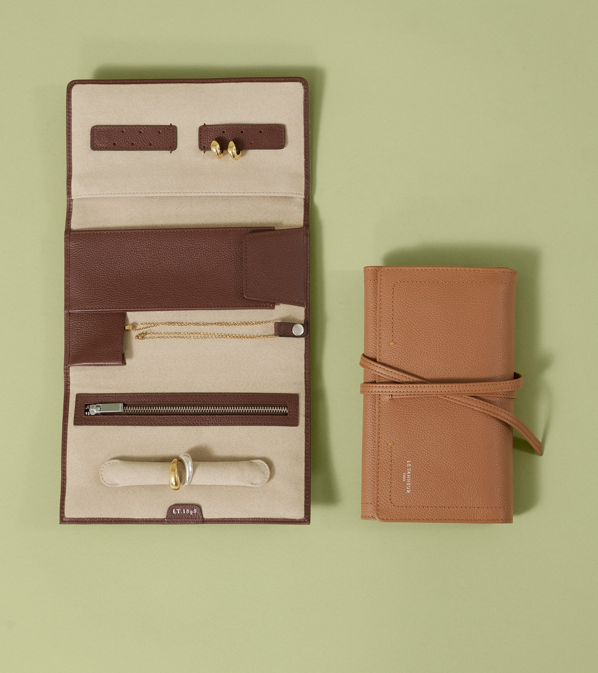 Le Tanneur Coffret Bijoux Voyage Cuir Compartiment Montre