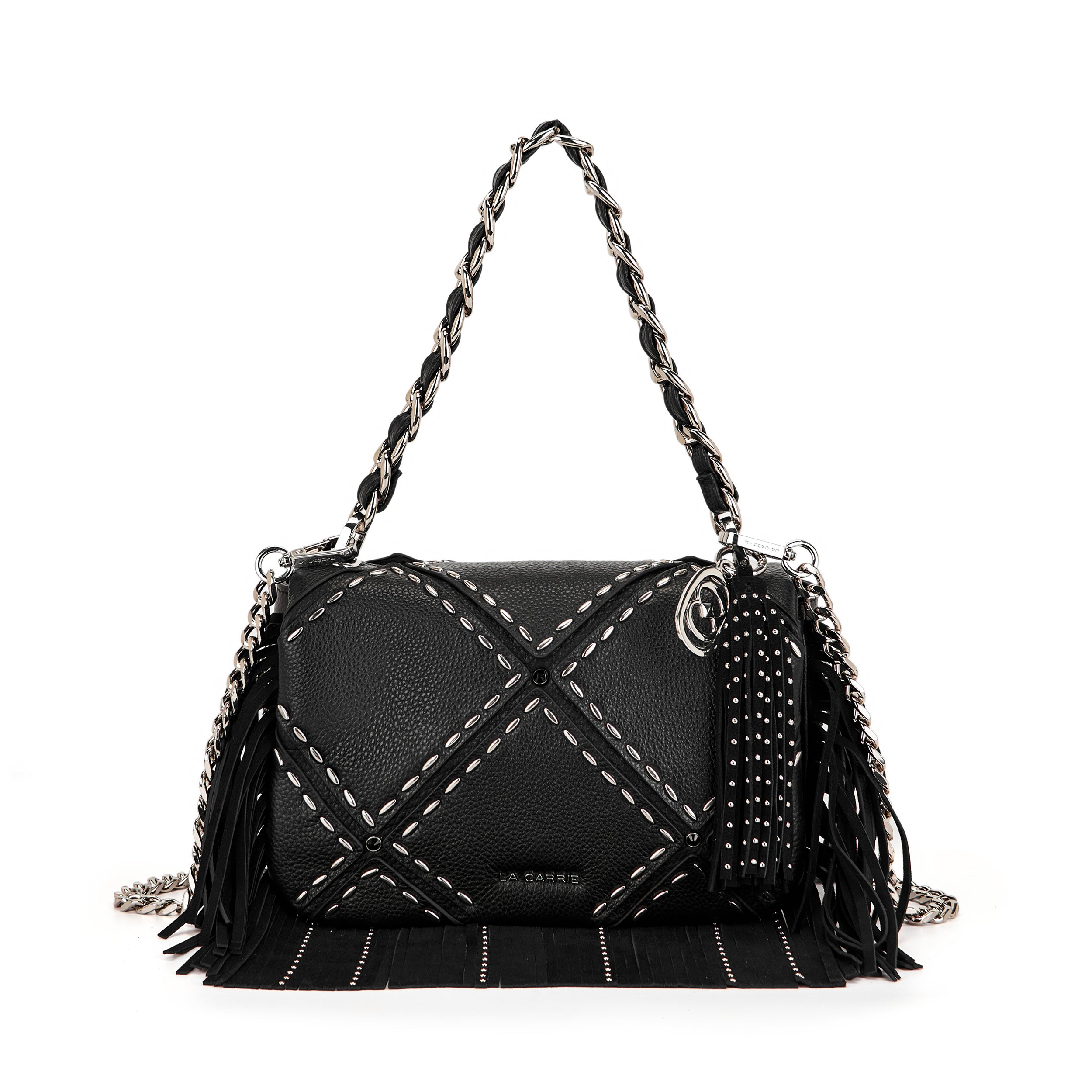 La Carrie Isabel Rock sac bandoulière noir cuir chaîne