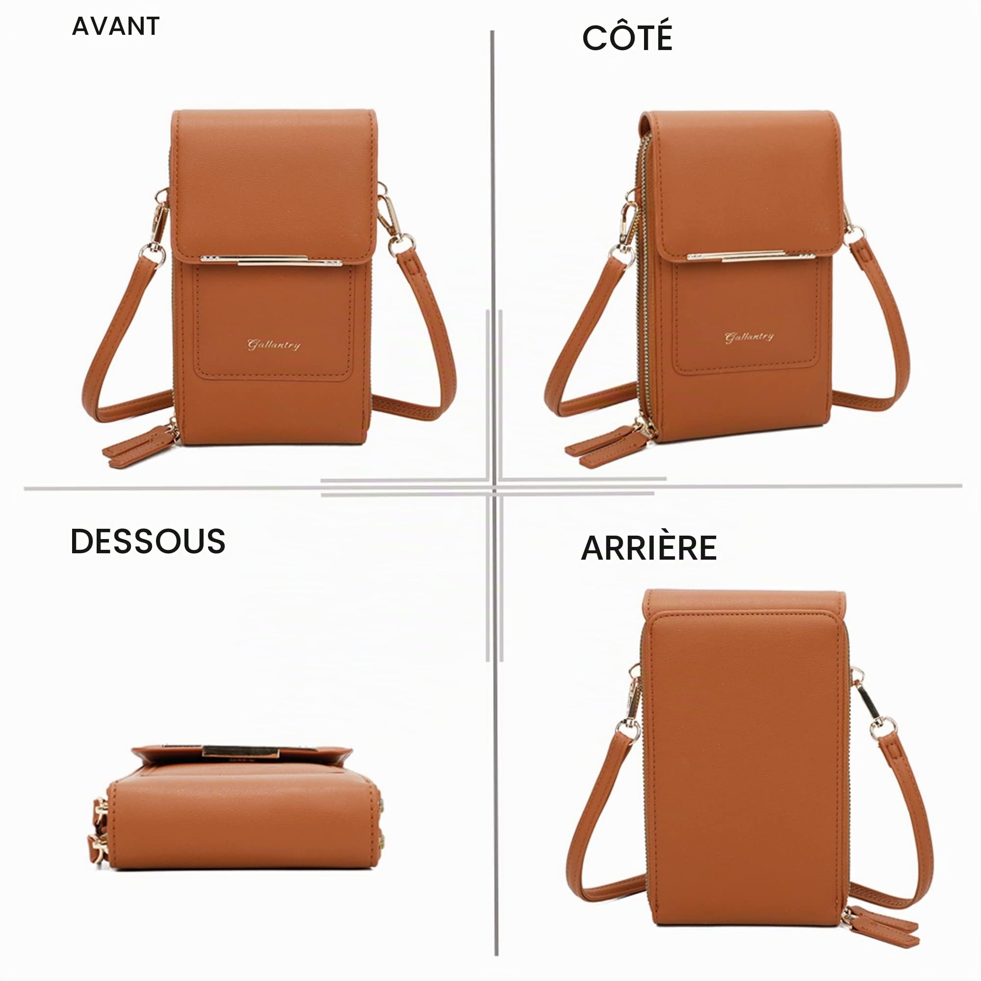 Gallantry Sacs Bandoulière pochette téléphone Camel 19 cm