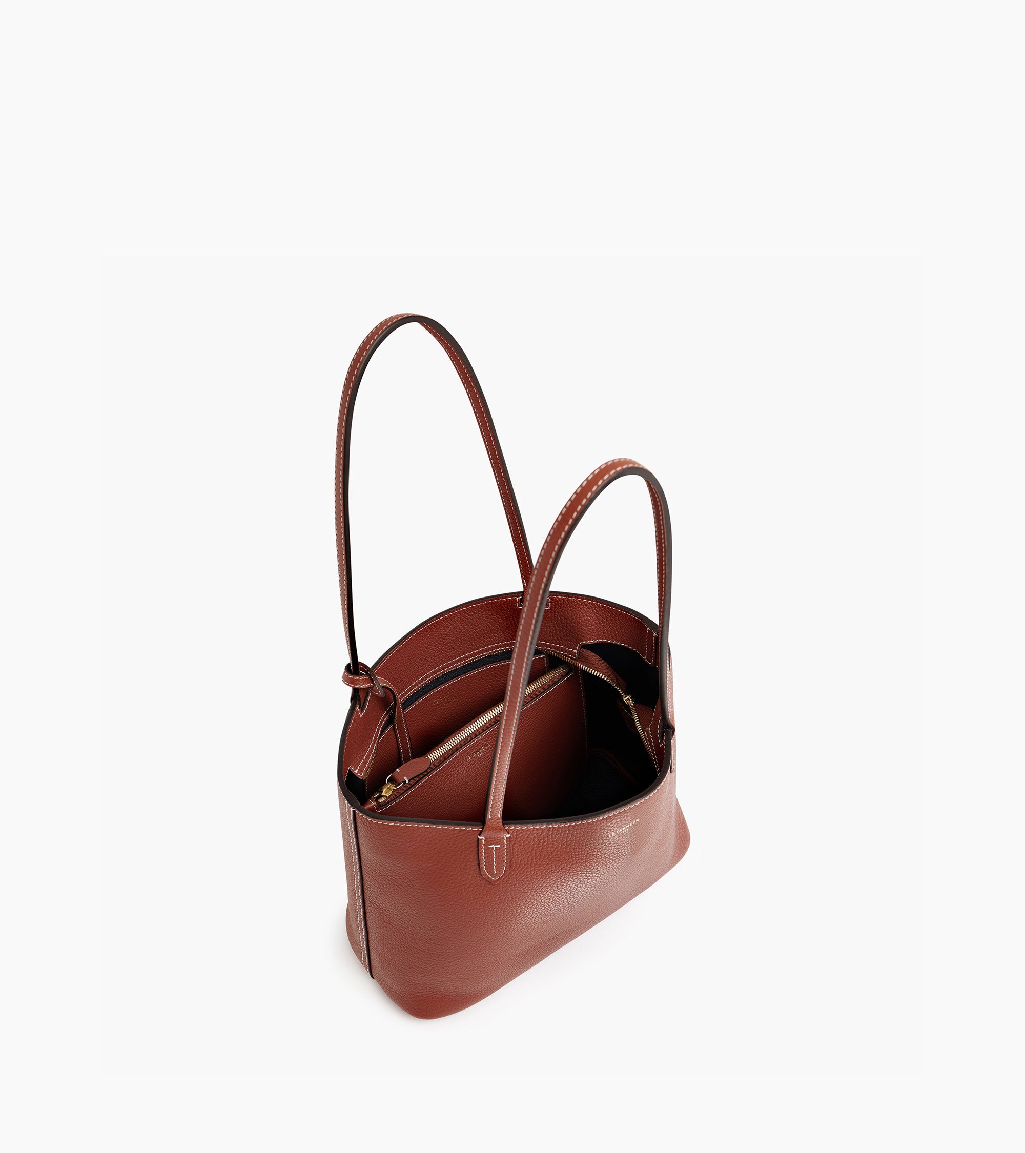 Le Tanneur Louise petit cabas cuir marron grainé France