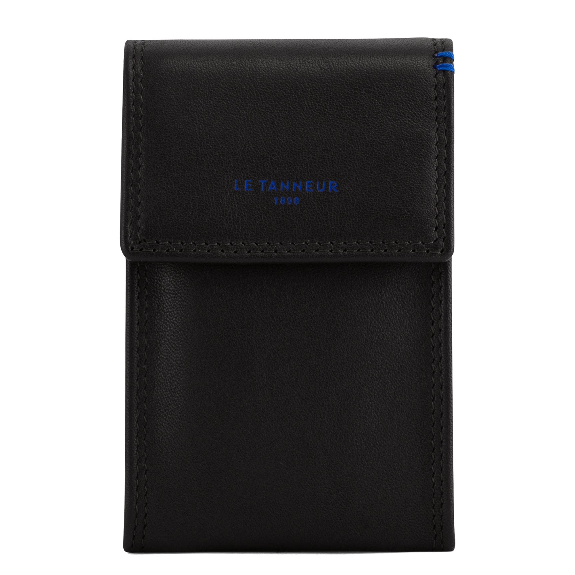 Le Tanneur étui clés cuir lisse noir bouton pression homme
