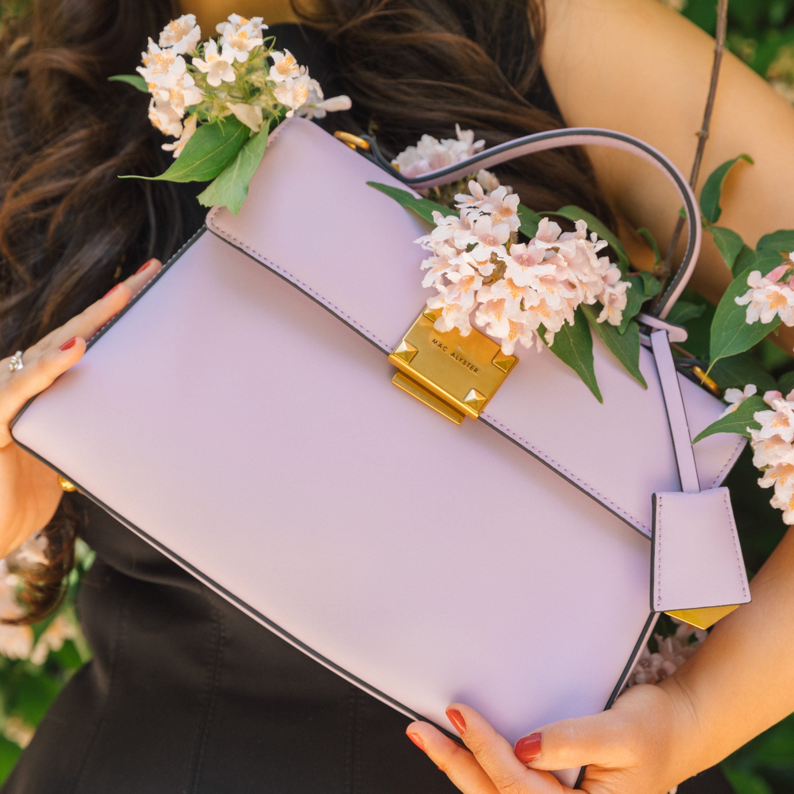 MAC ALYSTER Mélyssa sac à main Lilas cuir 30x9x19,5 cm