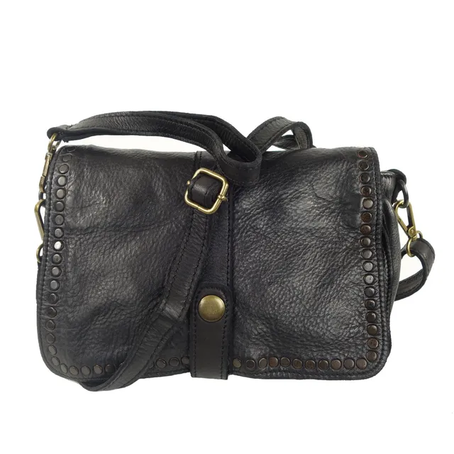 Collection Esprit Cuir Sac pochette GENA mini sac cuir noir bandoulière