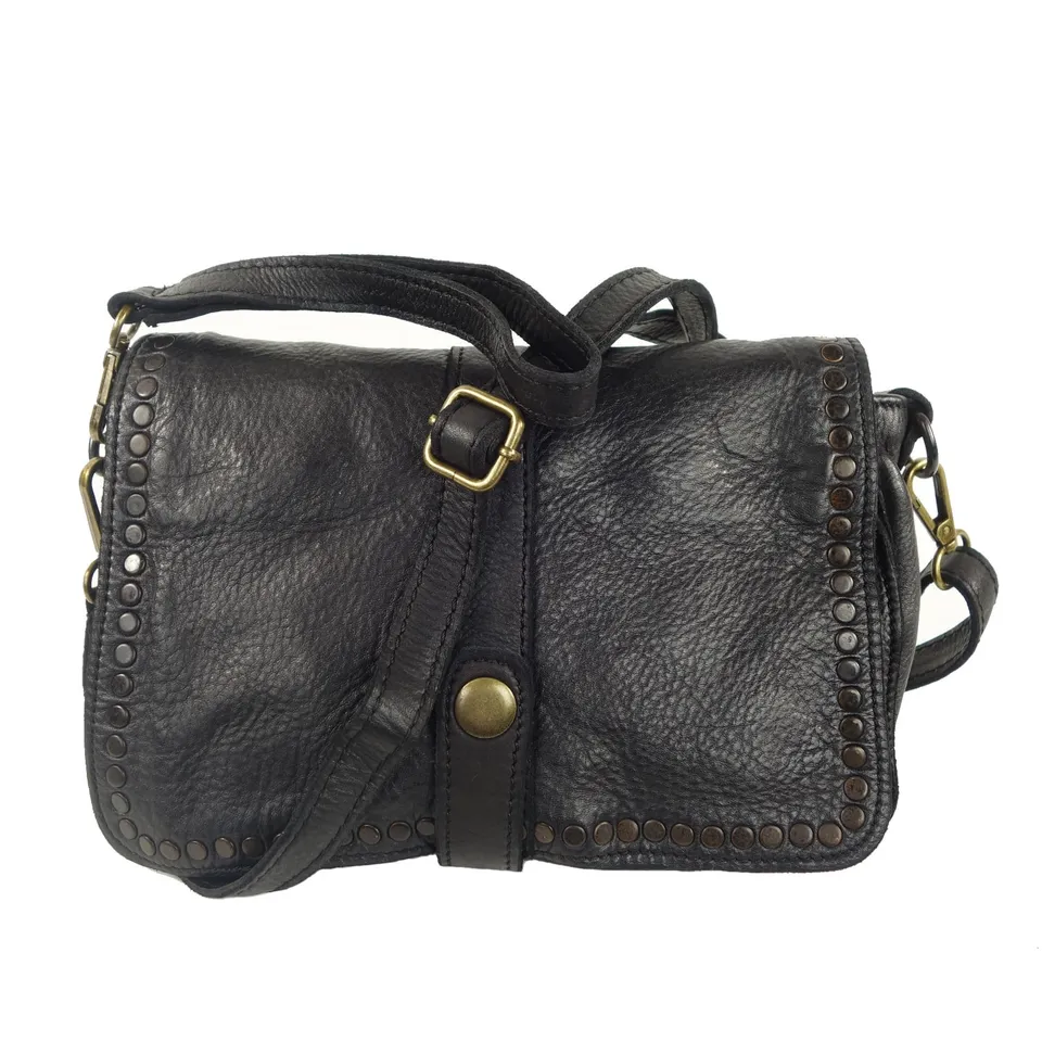 Collection Esprit Cuir Sac pochette GENA mini sac cuir noir bandoulière