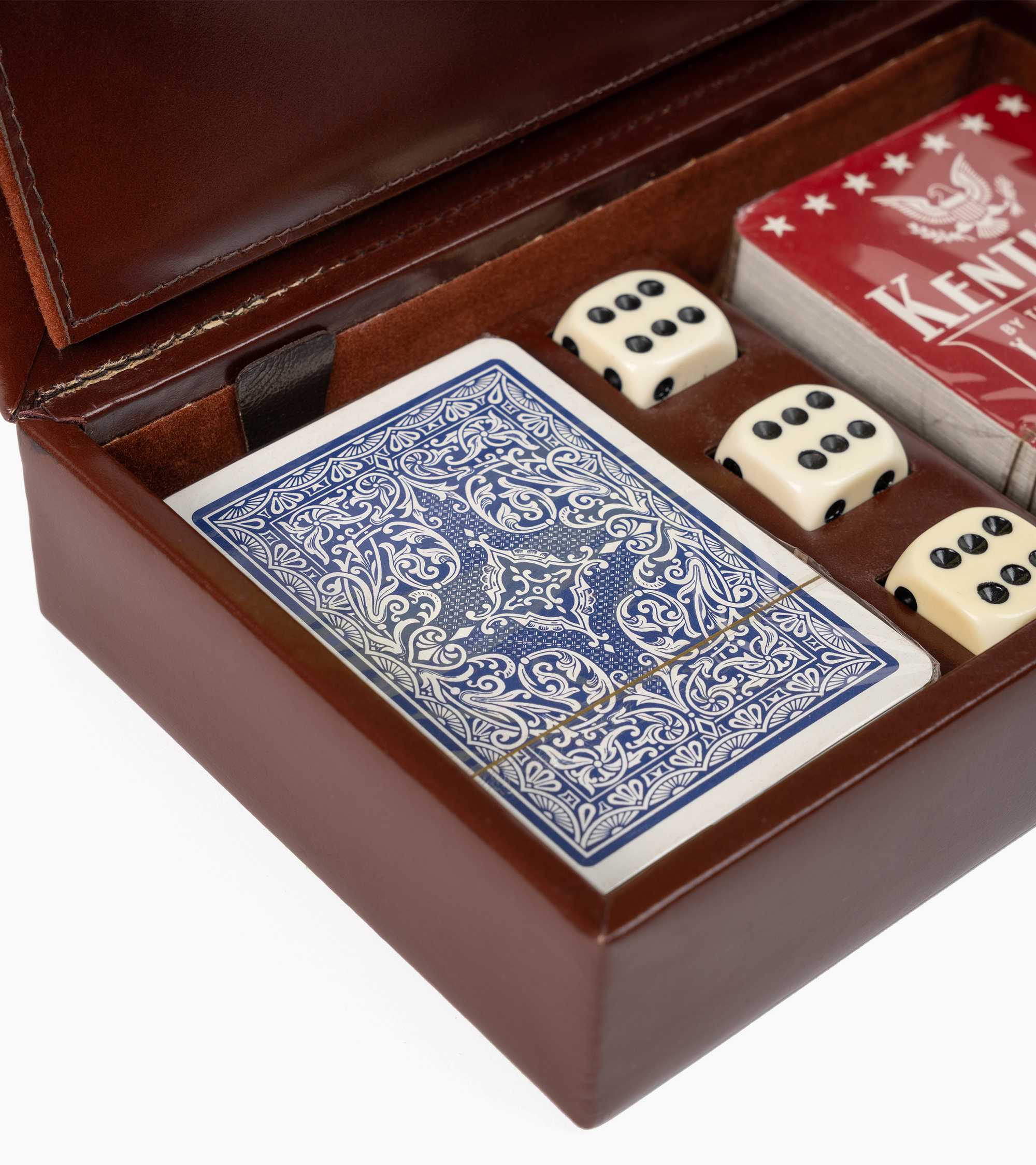 Le Tanneur coffret bridge cuir petit marron vintage
