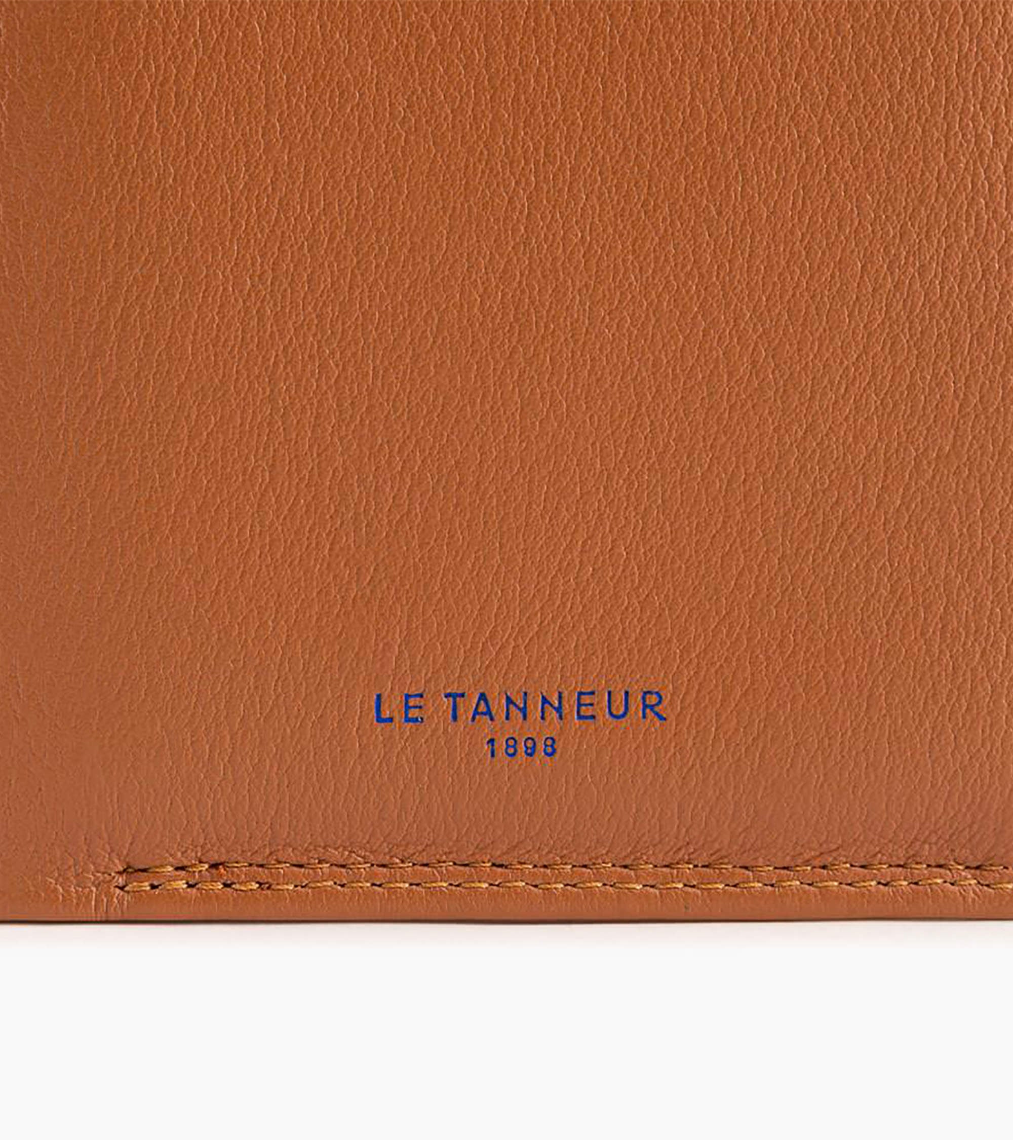 Le Tanneur Martin portefeuille vertical cuir lisse Brown Tan zippé