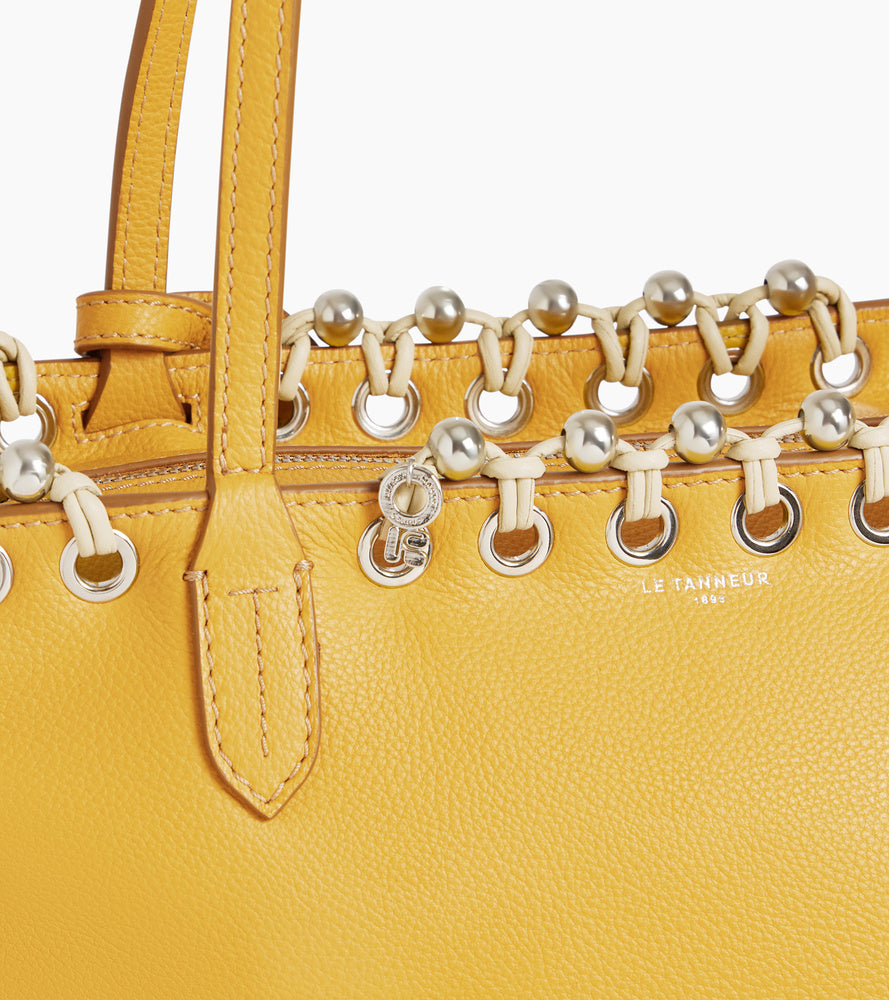 Le Tanneur Kitesy cabas cuir grainé jaune rattan