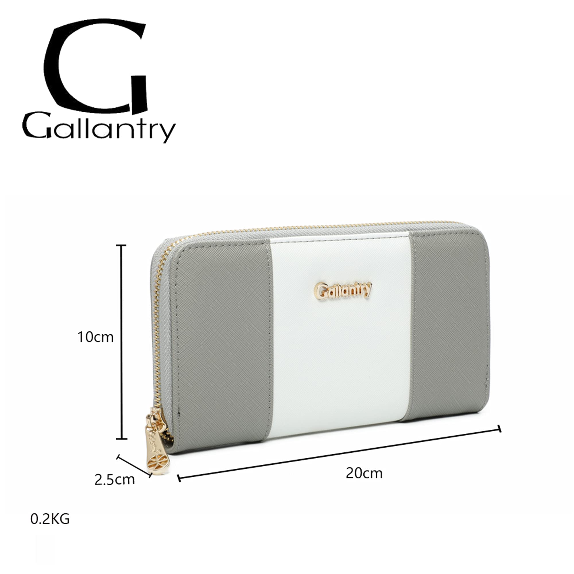 Gallantry Accessoires Portefeuille zippé bicolore Gris Blanc 20 cm