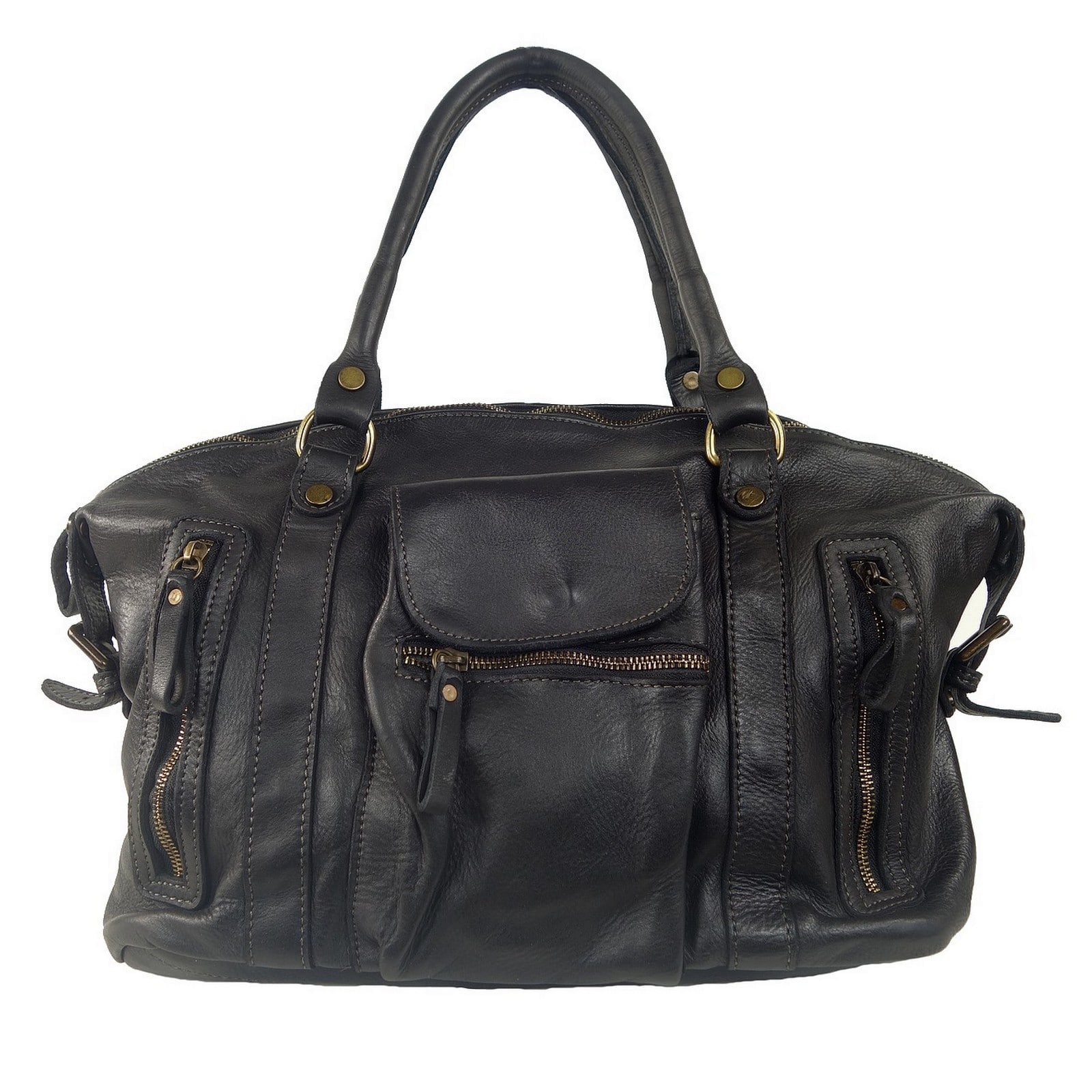Collection Esprit Cuir Grand sac à main Elsa grand sac cuir noir