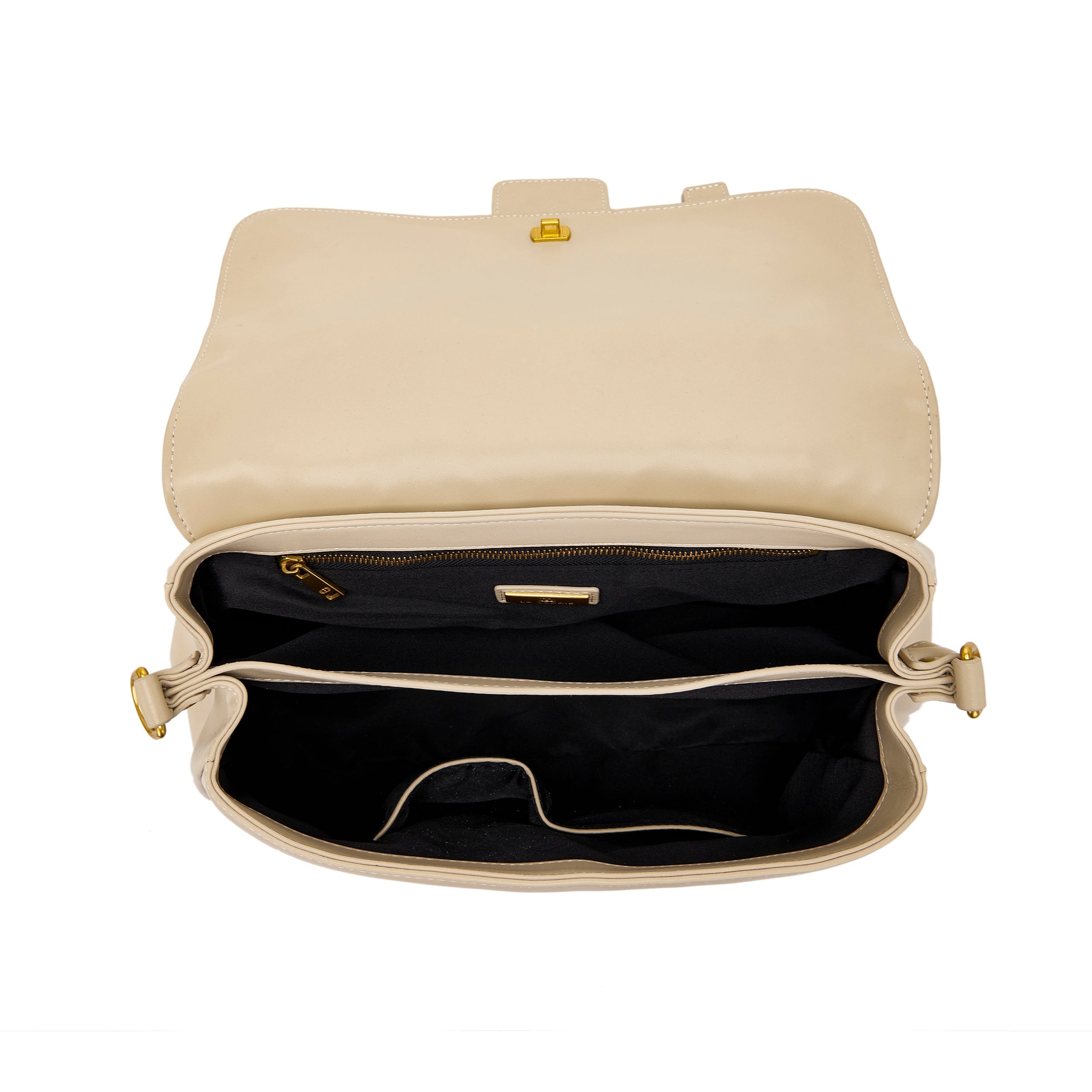 La Carrie Atena Labyrinth cabas cuir ivoire 37x19
