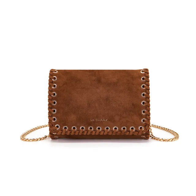 La Carrie Capsule sac bandoulière marron suède tressé