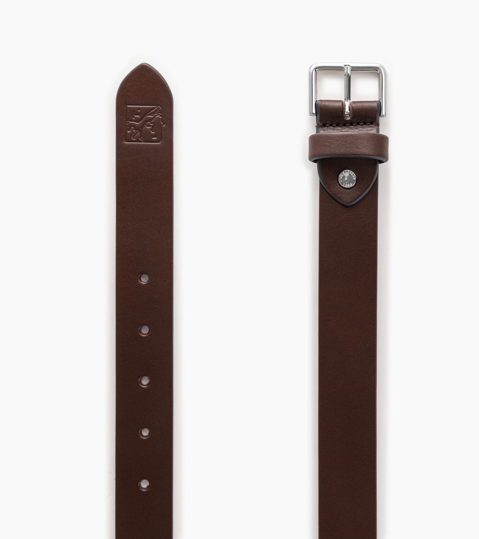 Le Tanneur Ceinture cuir lisse boucle carrée Coffee Brown