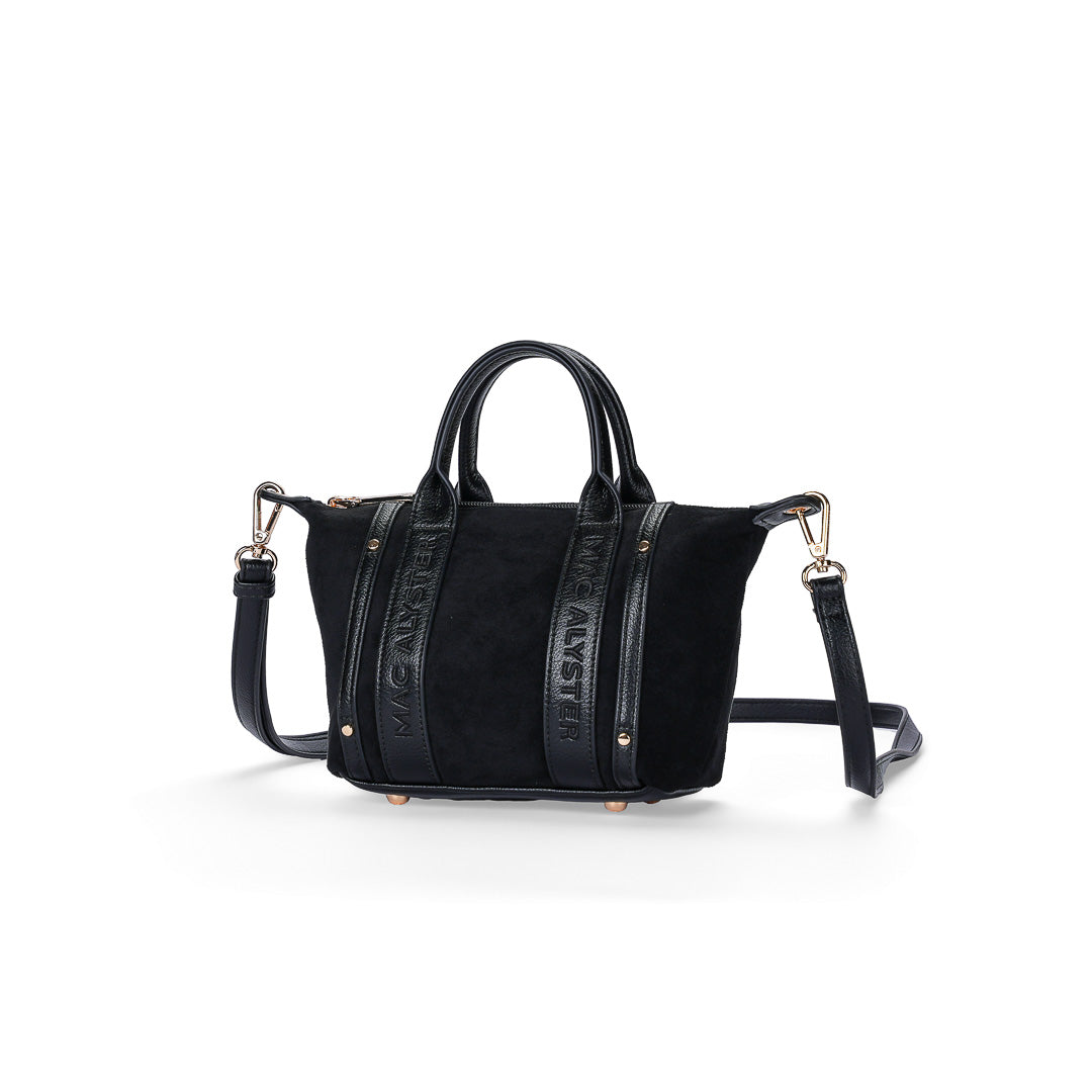 MAC ALYSTER Abrielle Daim petit sac main noir 24 cm