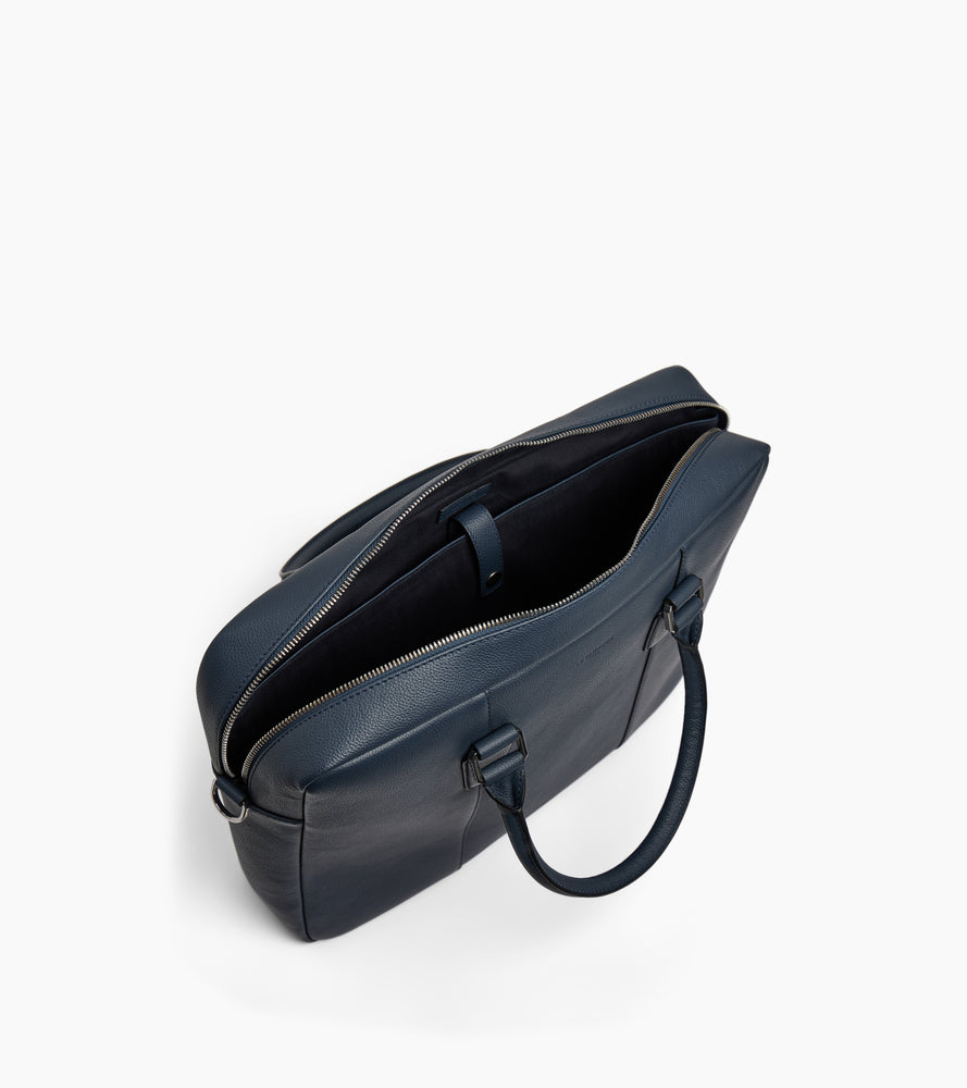 Le Tanneur Marceau porte-documents cuir grainé 15" bleu