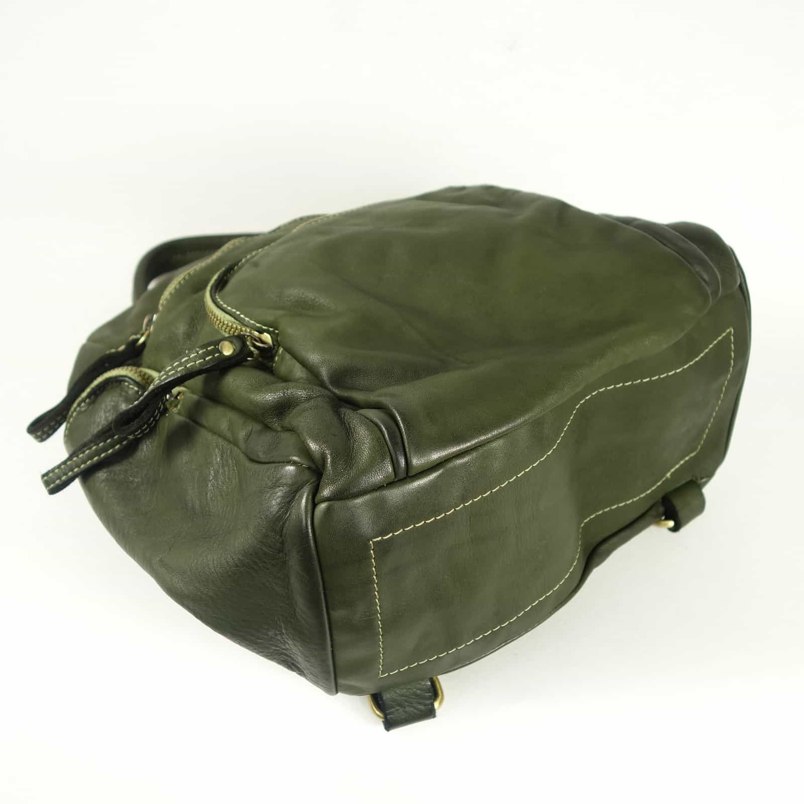 Collection Esprit Cuir Sac à dos MILO sac à dos cuir vert convertible