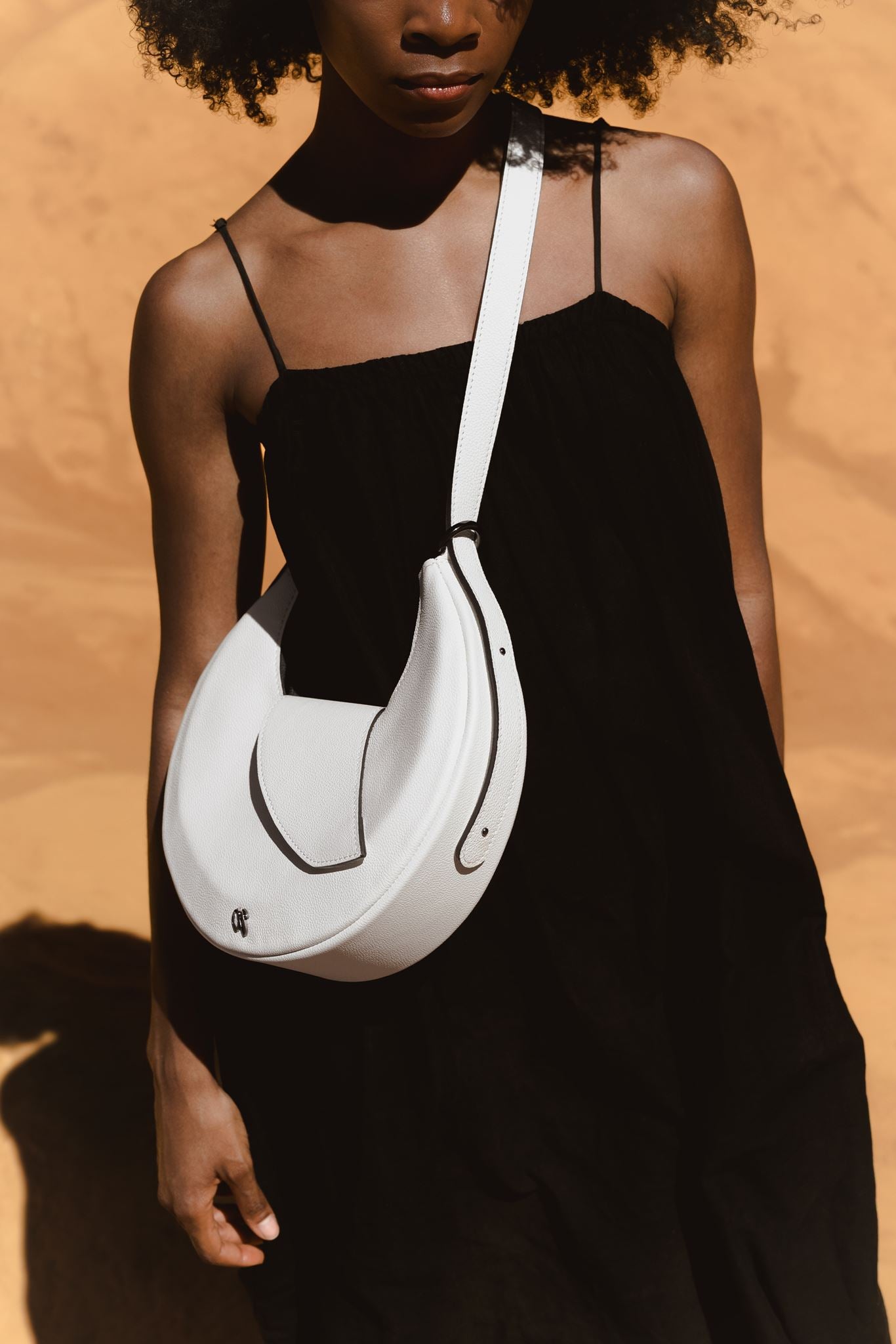 Nodie's Nouvelle Lune Blanc Grainé Sac Hobo Cuir