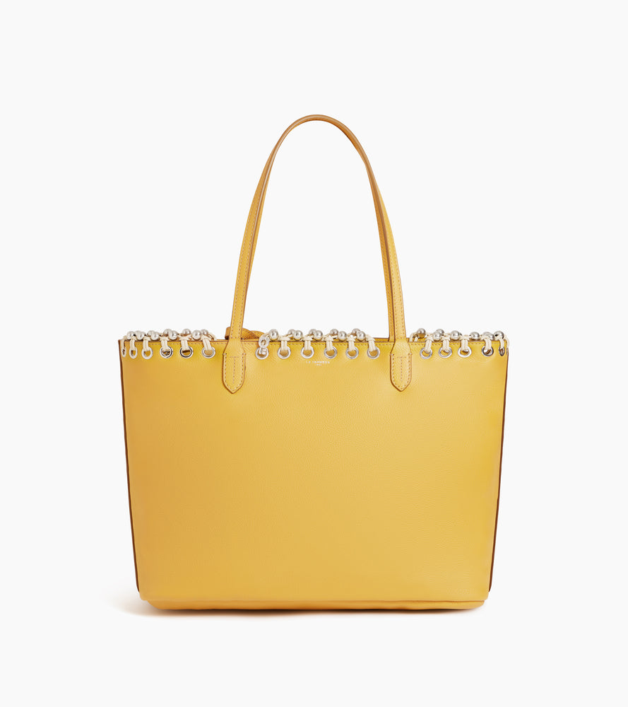 Le Tanneur Kitesy cabas cuir grainé jaune rattan