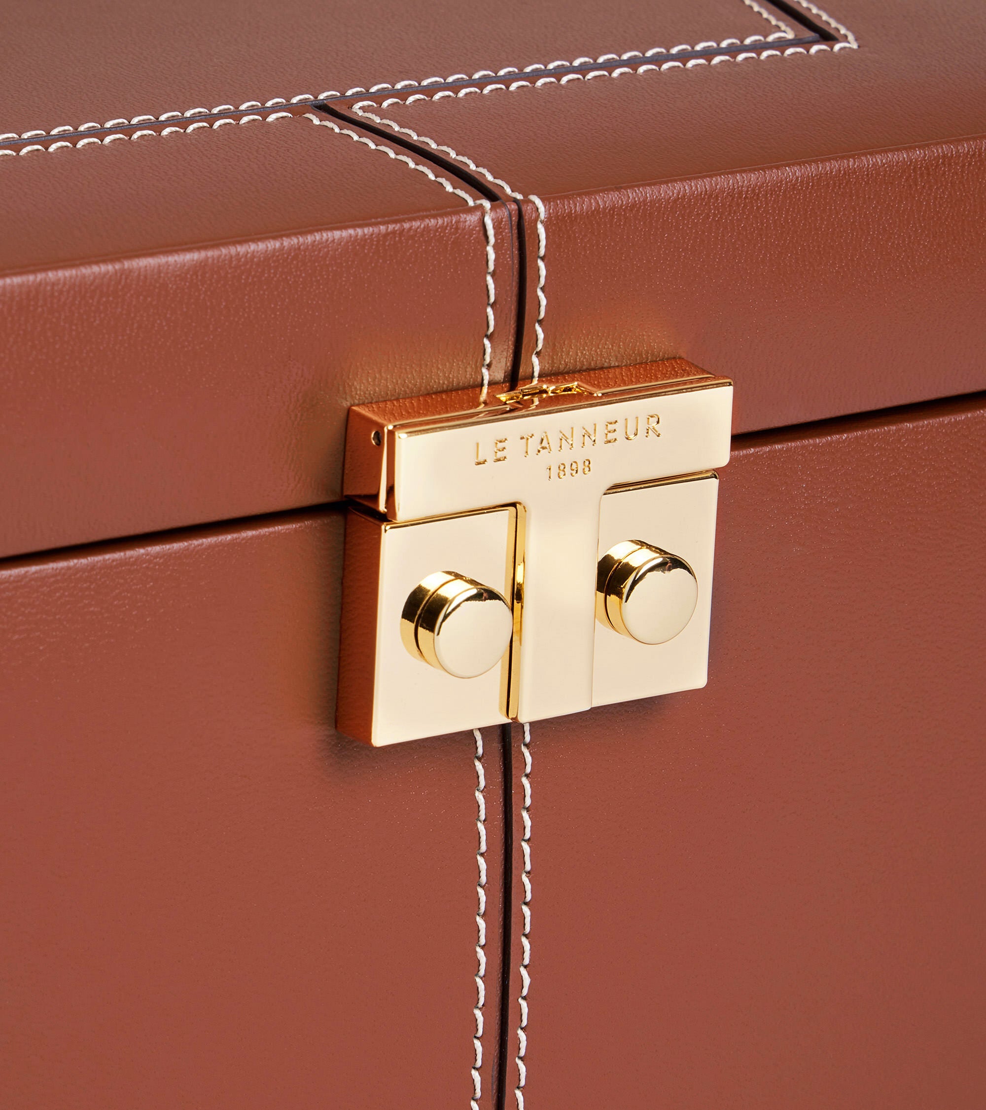Le Tanneur boîte à bijoux cuir bicolore fermoir T