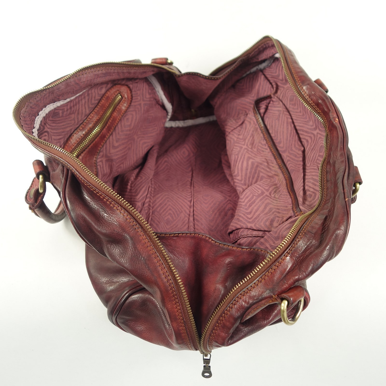 Collection Esprit Cuir Fabio sac week-end cuir bordeaux femme