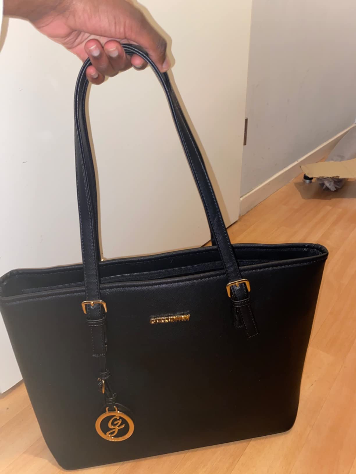 Gallantry Cabas Tote Bag XL A4 blanc noir rayé 45 cm