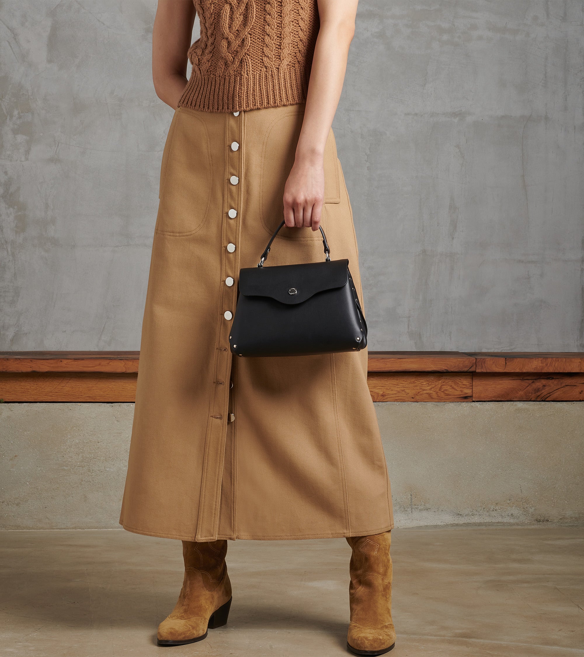 Le Tanneur Sans Couture petit sac à main cuir noir