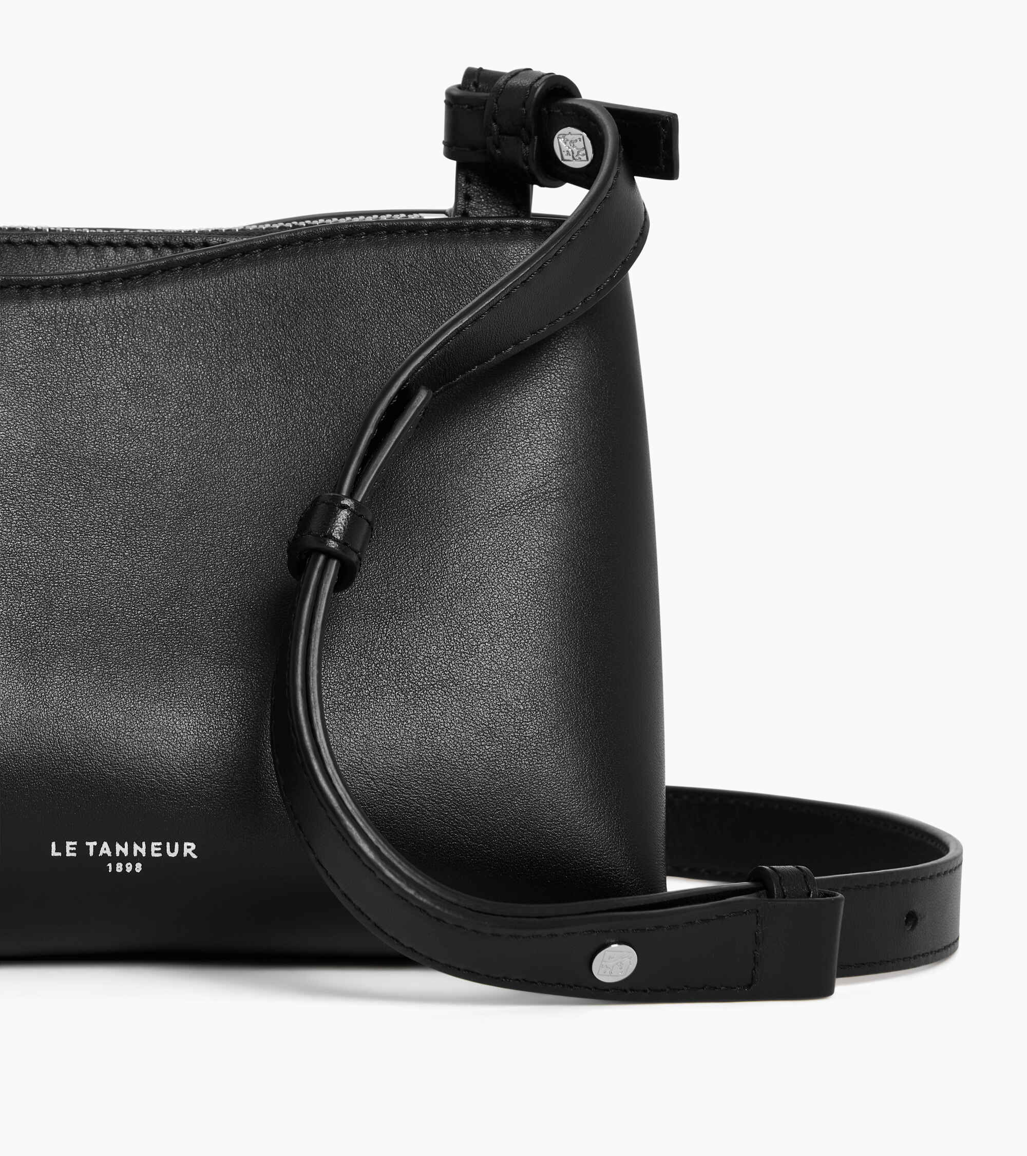 Le Tanneur Felicie petit sac bandouliere cuir lisse noir zippe