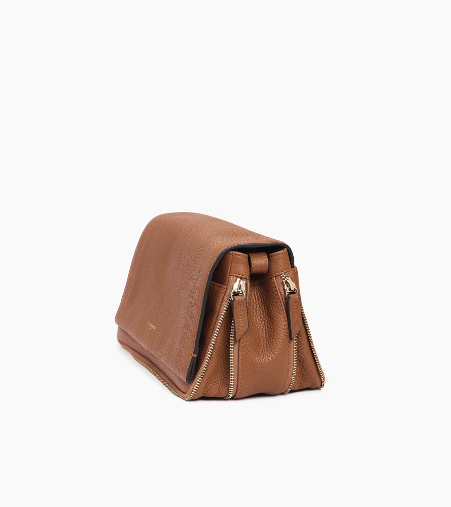 Le Tanneur Aurore petit sac rabat cuir grainé camel