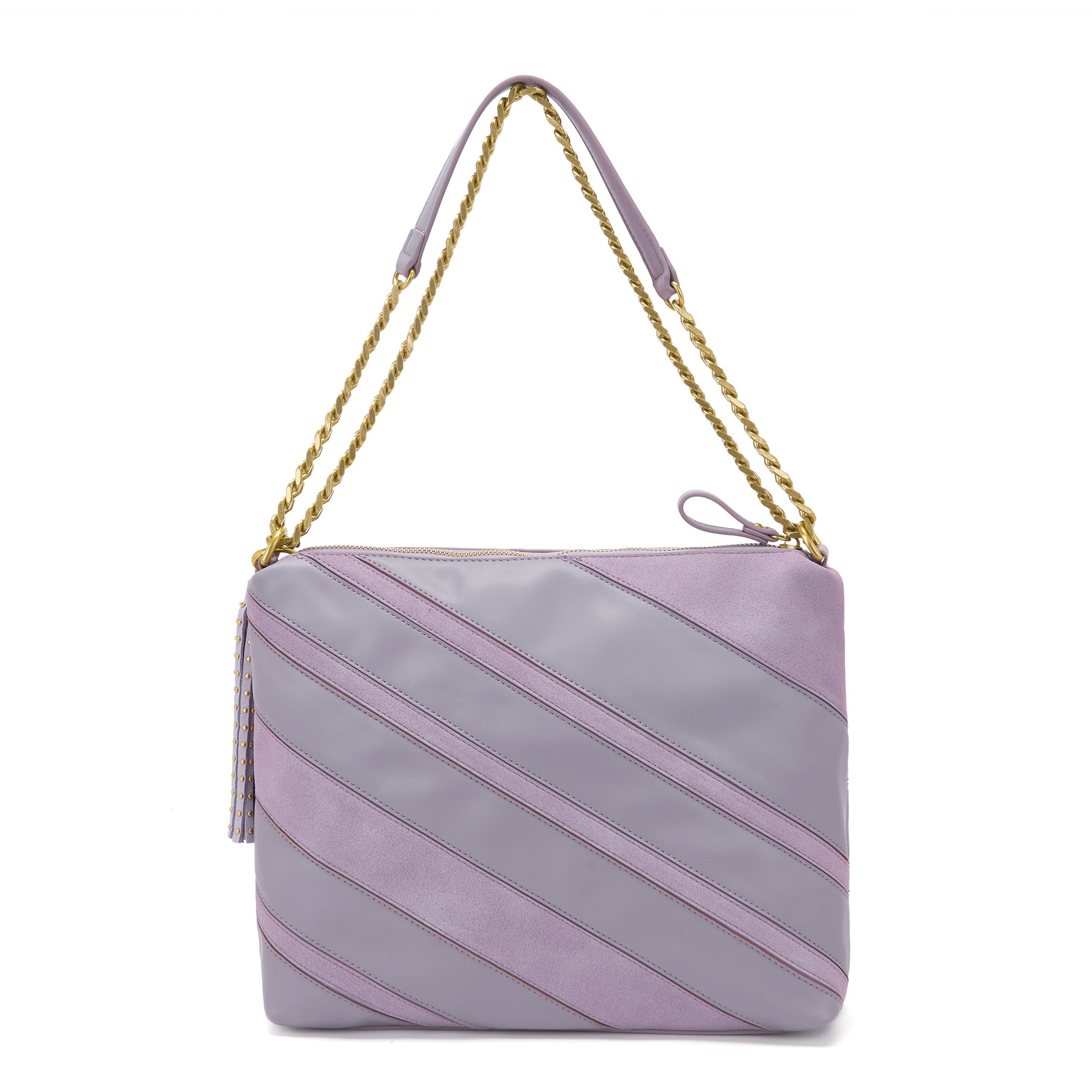 La Carrie Stripes Sac Épaule Lavande PU Daim 31x10x22 cm