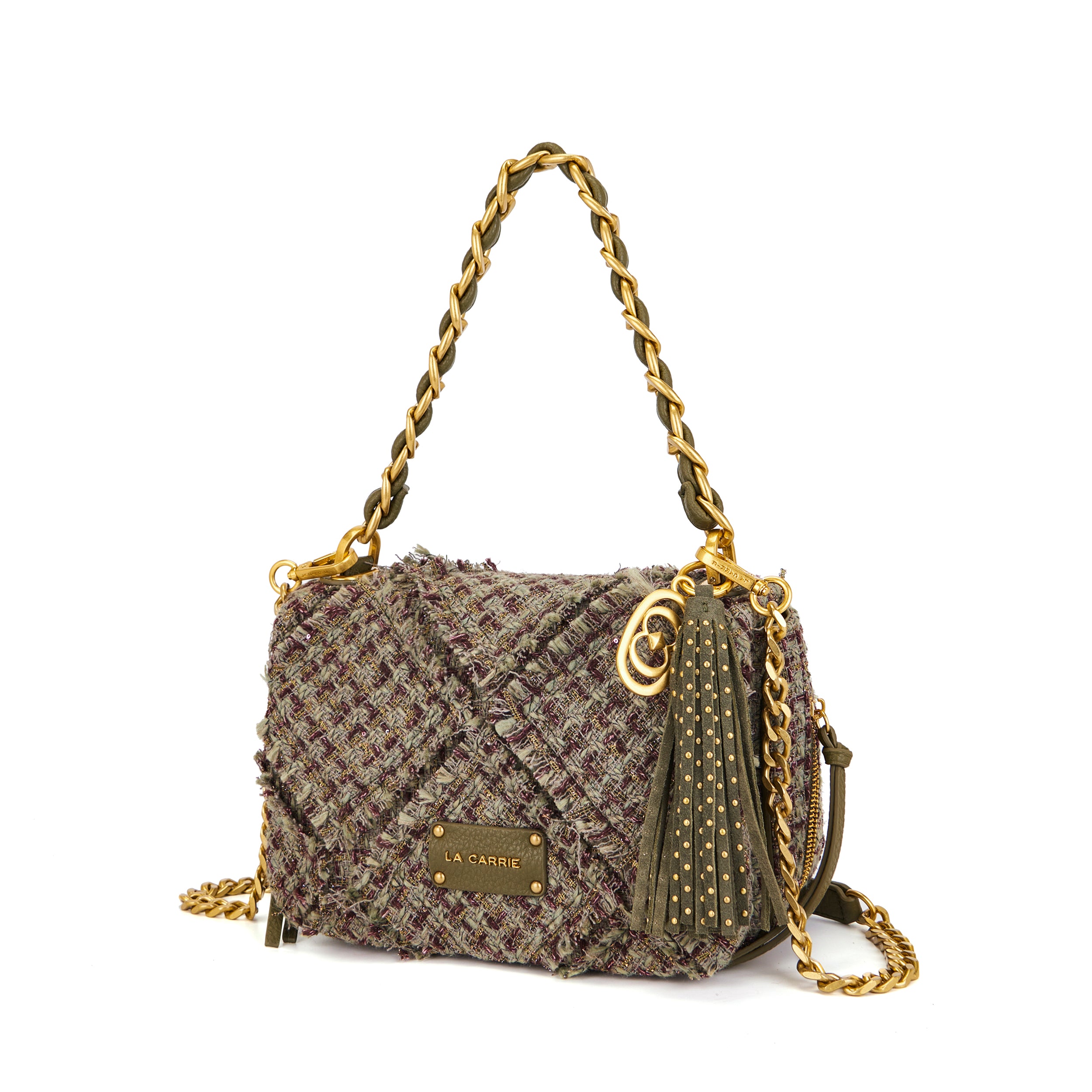 La Carrie Cross Isabel sac bandoulière vert bouclé 32 cm