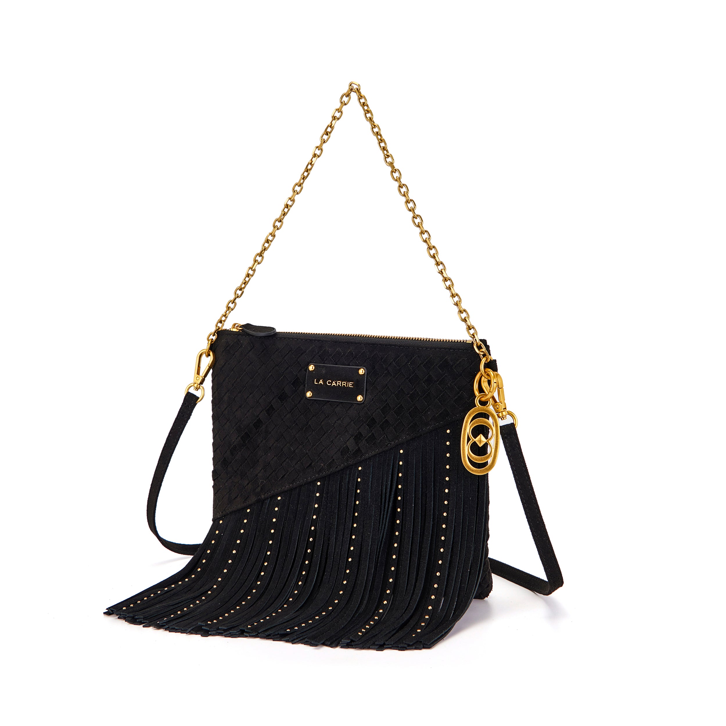 La Carrie Capsule sac bandoulière noir éco-suède 25x22 cm