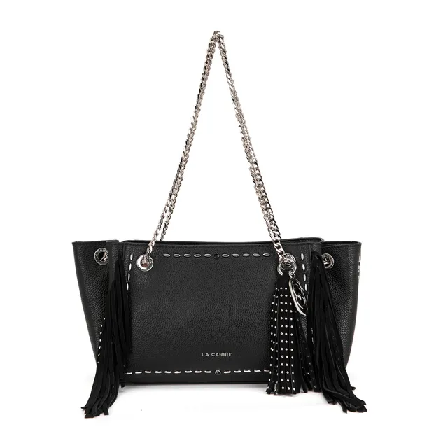 La Carrie Rock sac shopping cuir noir chaîne