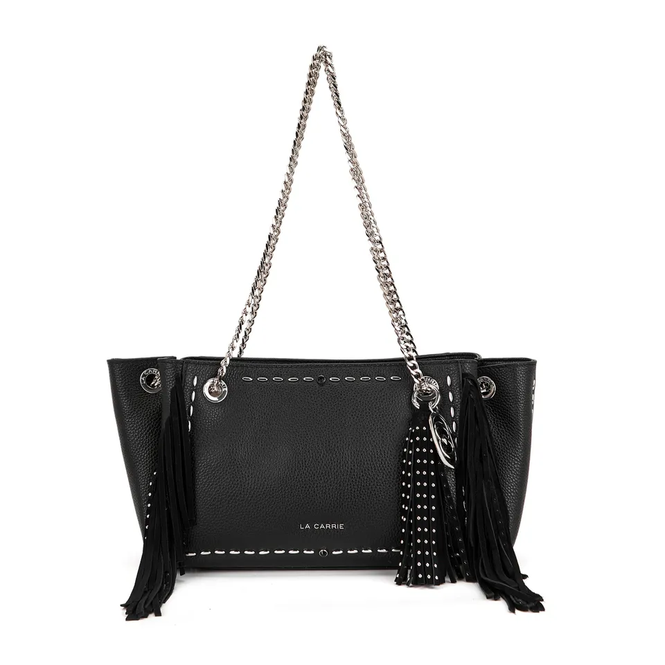 La Carrie Rock sac shopping cuir noir chaîne
