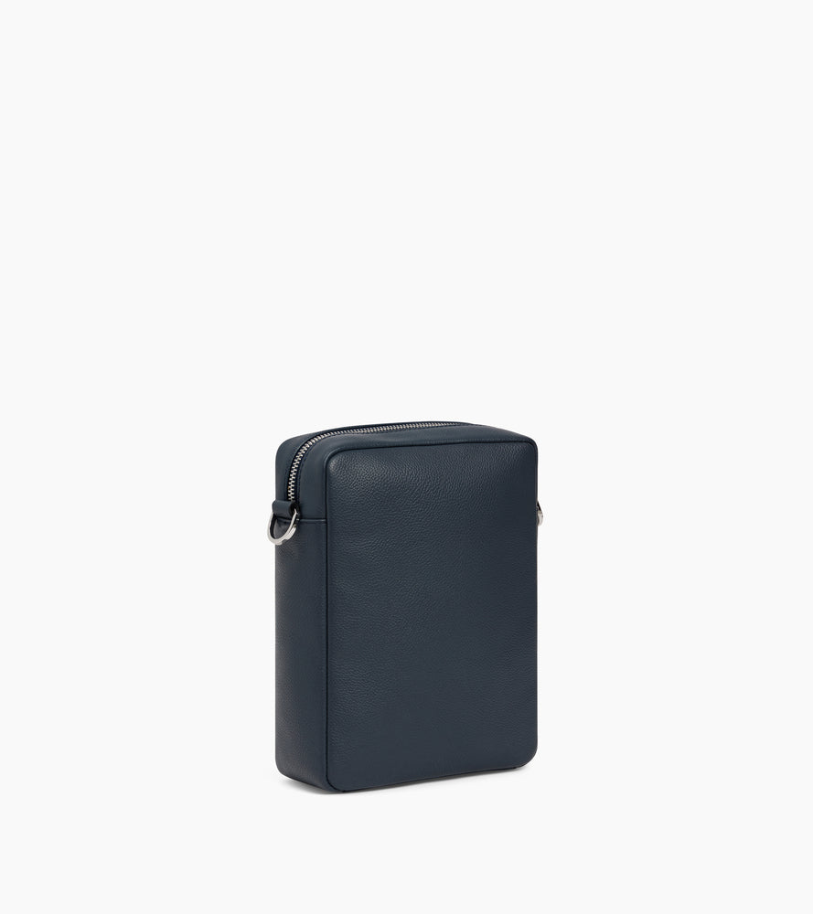 Le Tanneur Marceau petite sacoche cuir grainé bleu